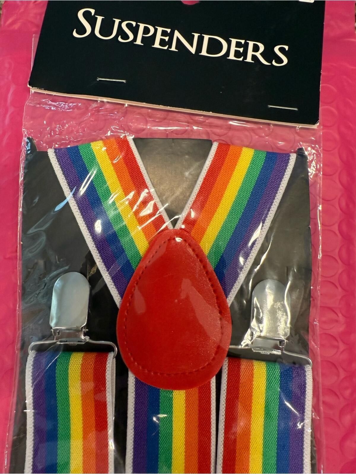 Share Spirit Homme Spirit Halloween rainbow colorful clown suspenders. OS. Size ONE SIZE - 1 Thumbnail