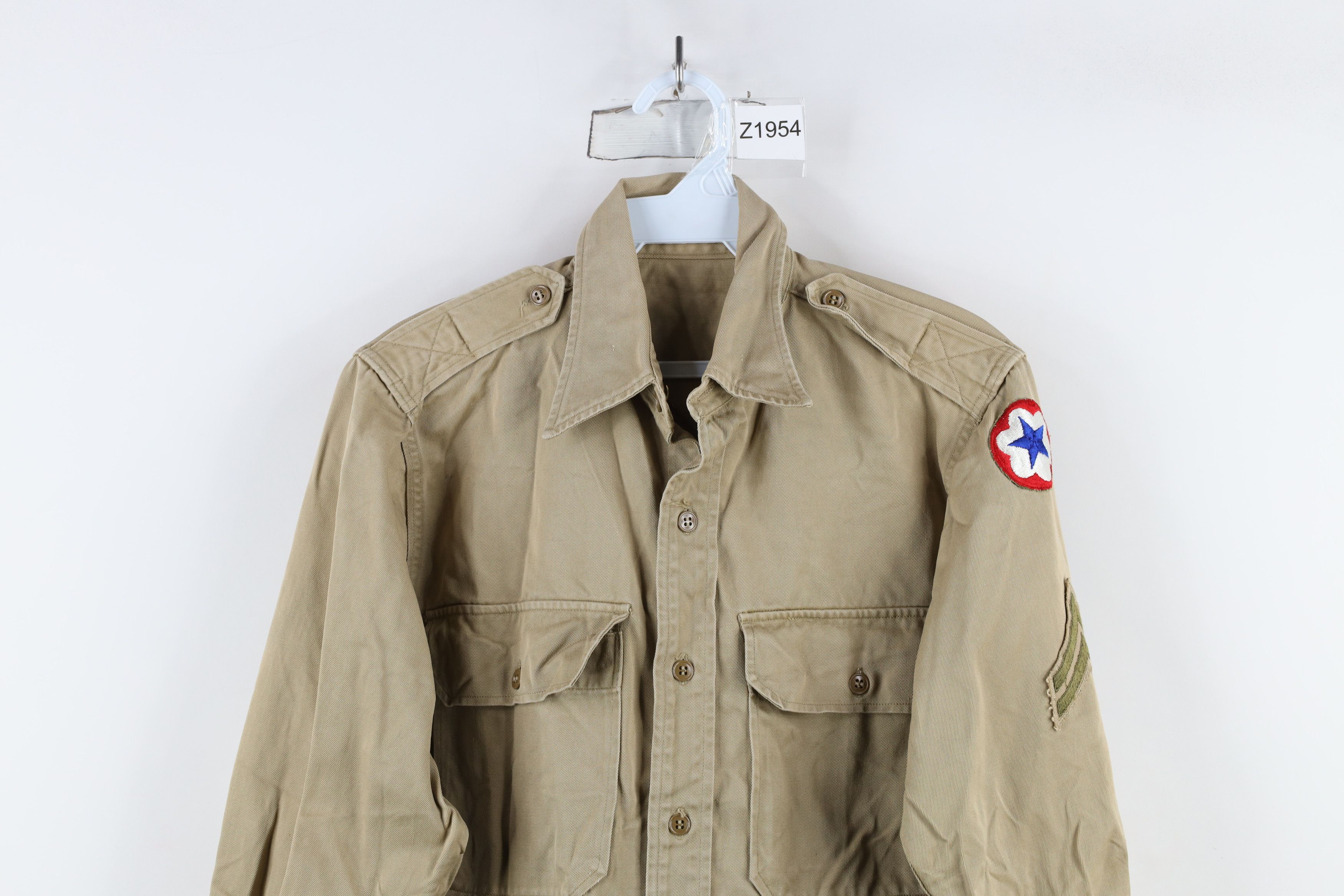 Vintage Vintage 40s World War II Army Patch Field Shirt Beige USA Size US M / EU 48-50 / 2 - 2 Thumbnail