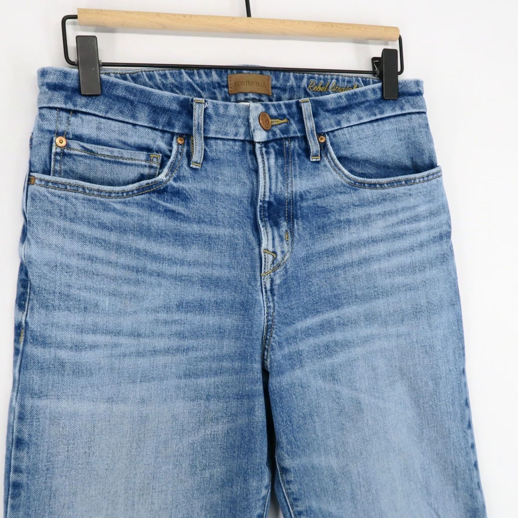 Vintage Porter Blue Jeans Womens 26 Rebel Straight High Rise Stretch Raw Hem Denim Size 26" / US 2 / IT 38 - 2 Thumbnail