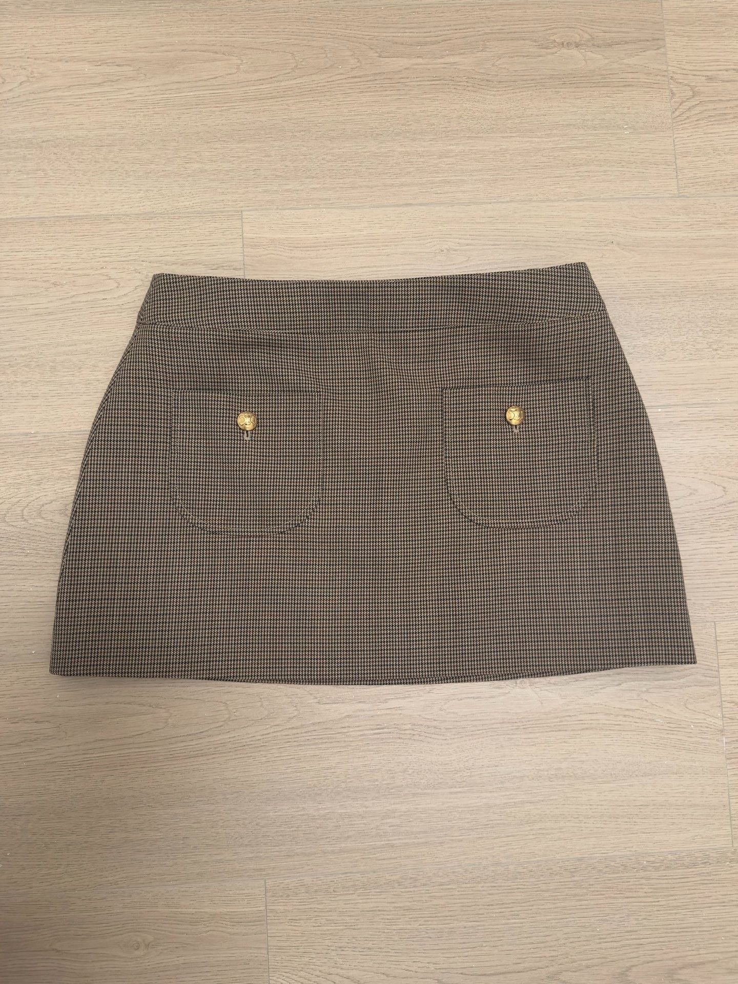 Celine Celine Houndstooth Wool Skirt Gold Buckle Size 38" / US 16 / IT 52 - 1 Thumbnail
