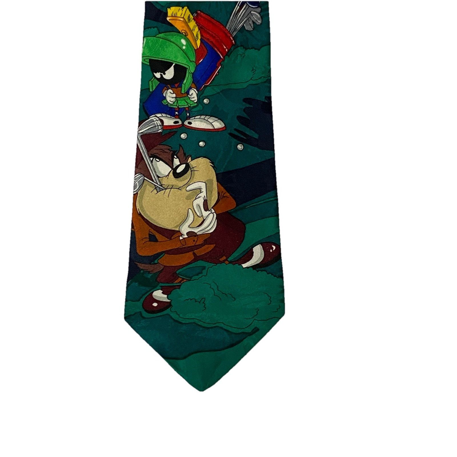 Other Vintage Looney Tunes Tie Men Green Taz Bugs Bunny Silk 90s Size ONE SIZE - 3 Thumbnail