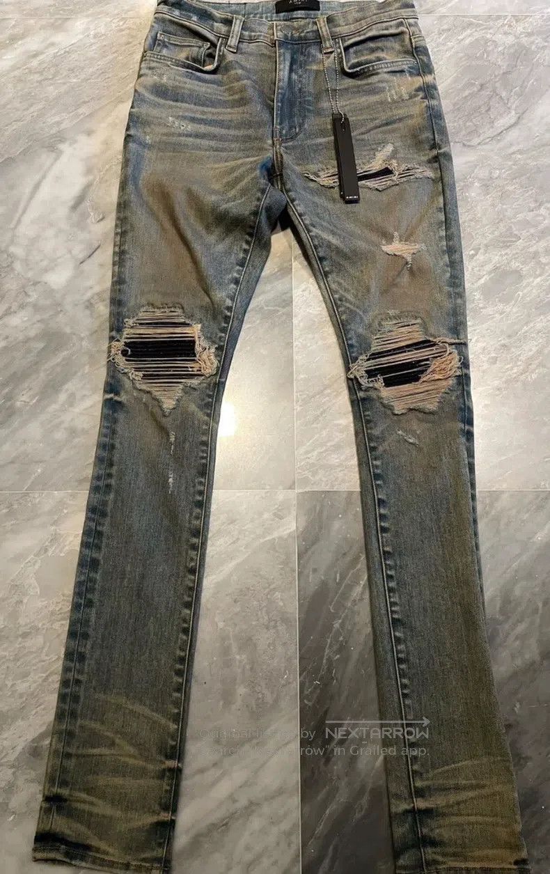 Amiri Amiri Classic Yellow Mud Glitter Patchwork Denim Jeans, Si Size US 29 - 1 Thumbnail