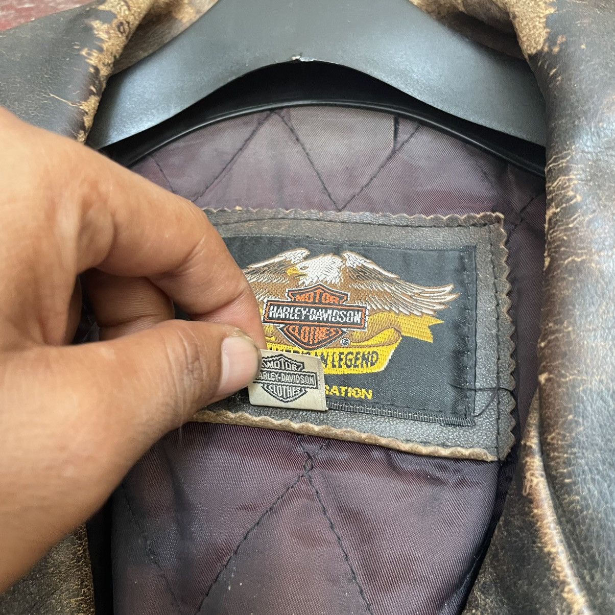 Harley Davidson Harley Davidson 90s - Distressed Leather Jacket Size US M / EU 48-50 / 2 - 7 Thumbnail