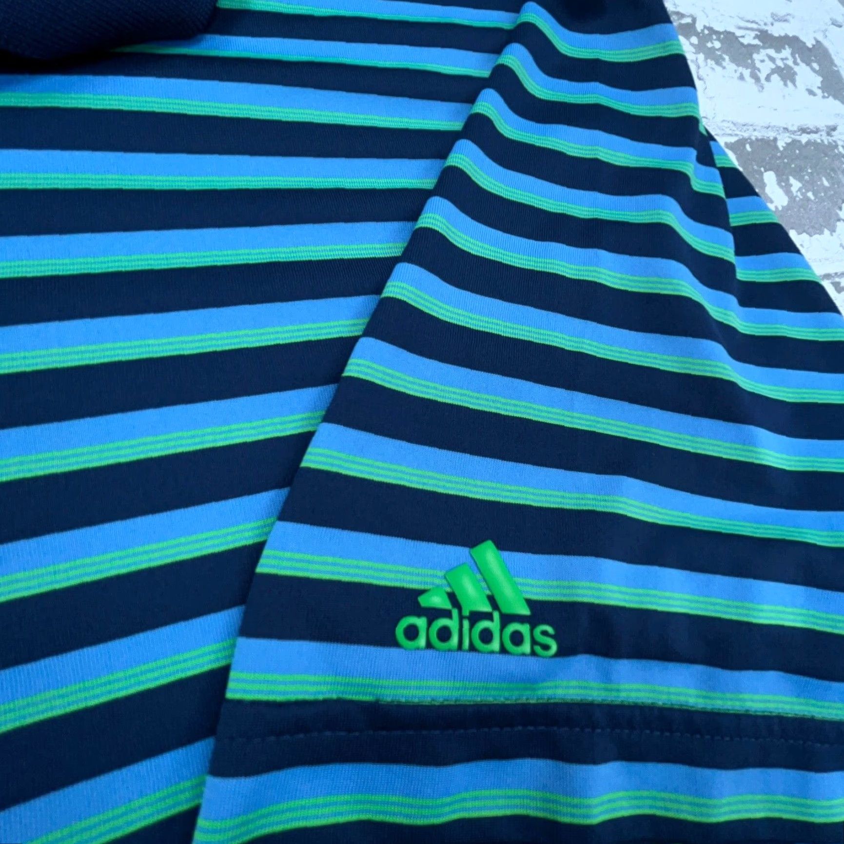 Adidas Adidas Polo Shirt Men XL Blue Green Striped Performance Golf Tennis ClimaCool Size US XL / EU 56 / 4 - 4 Thumbnail