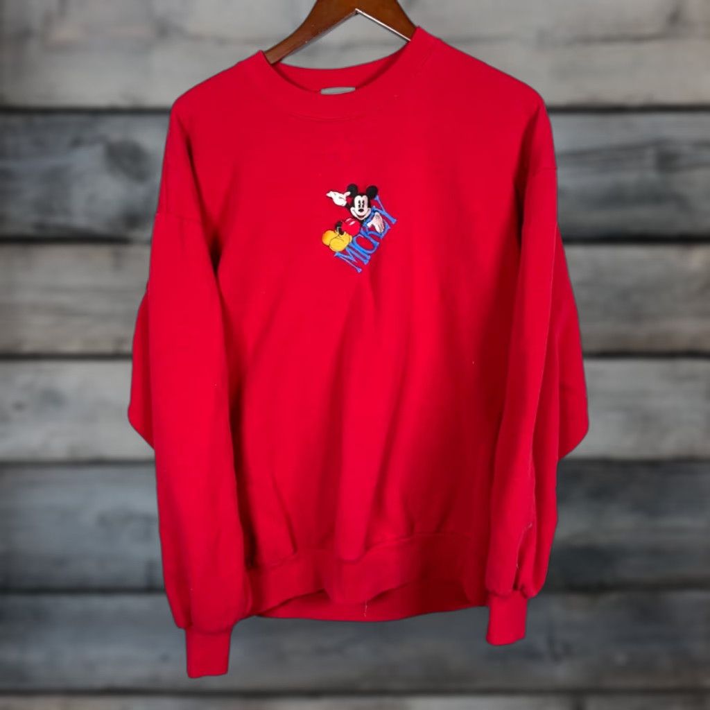 Mickey & Co. Mickey Mouse Sweatshirt VTG Adult Large Red Crewneck Embroidered Disney 90s Size US L / EU 52-54 / 3 - 1 Thumbnail