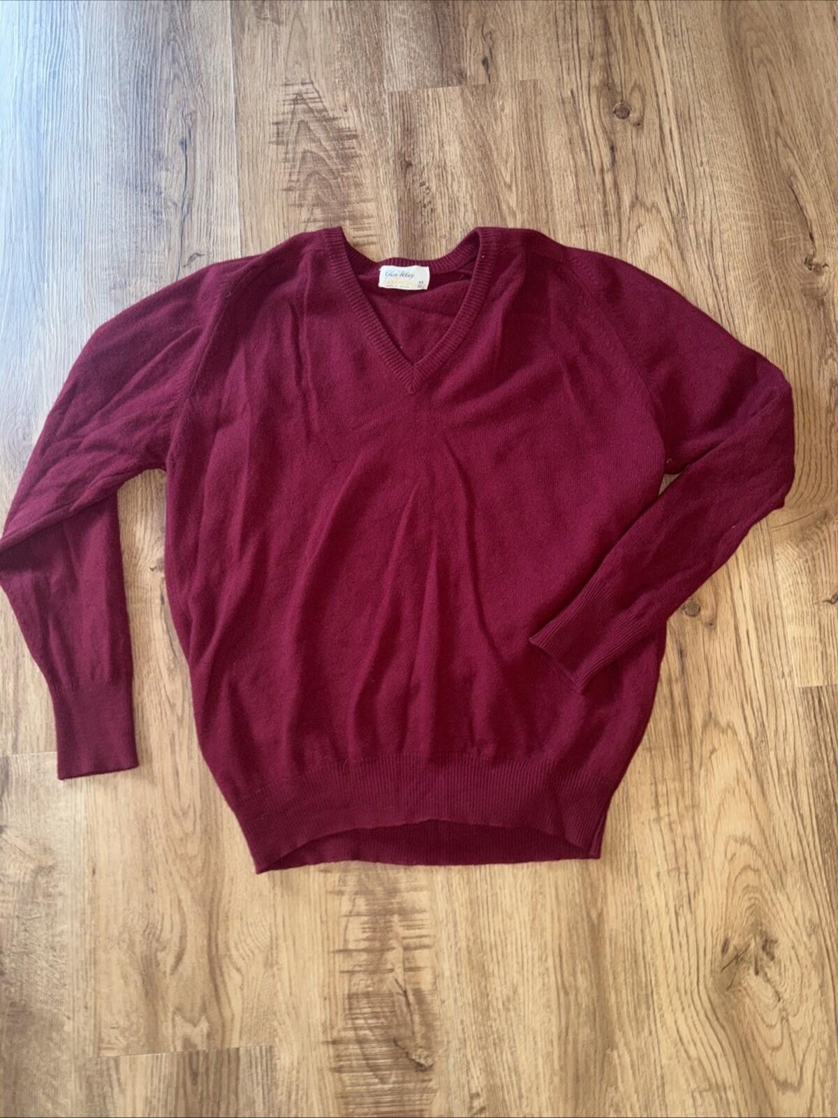 Other Glen Abbey Mens Pure Cashmere Made in IrelandBurgundy Vneck Size US XL / EU 56 / 4 - 3 Thumbnail