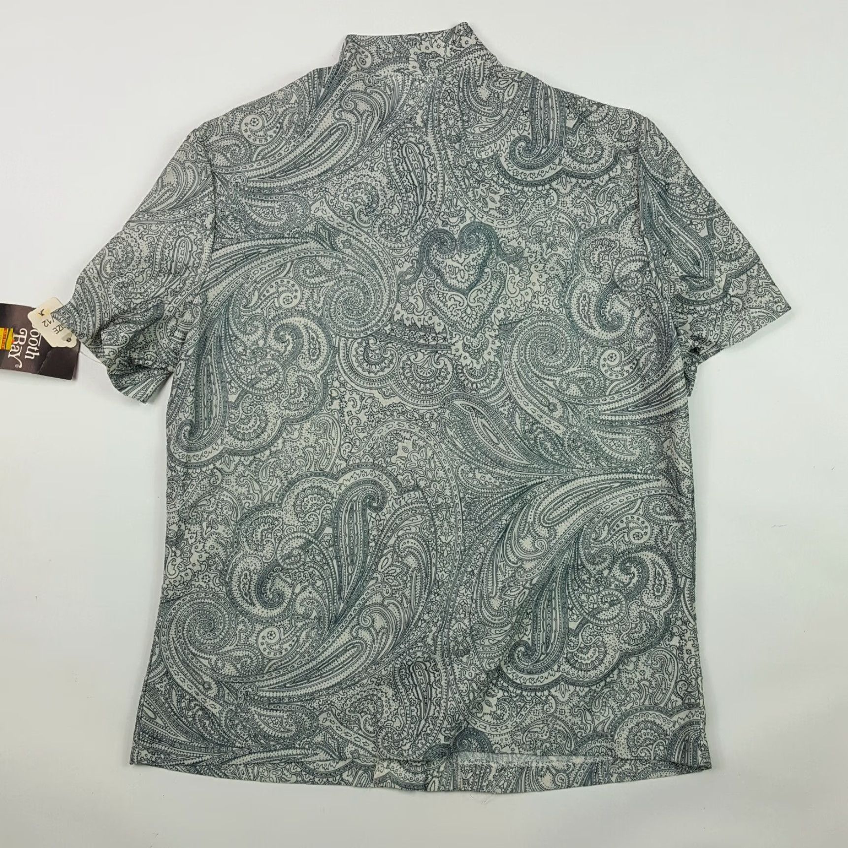 Vintage VINTAGE Booth Bay Button-Up Shirt Womens Short Sleeve Tie Neck Gray 12 80s 90s Preppy Golf Tennis Casual Knit Polyester Solid Retro Size XL / US 12-14 / IT 48-50 - 4 Thumbnail
