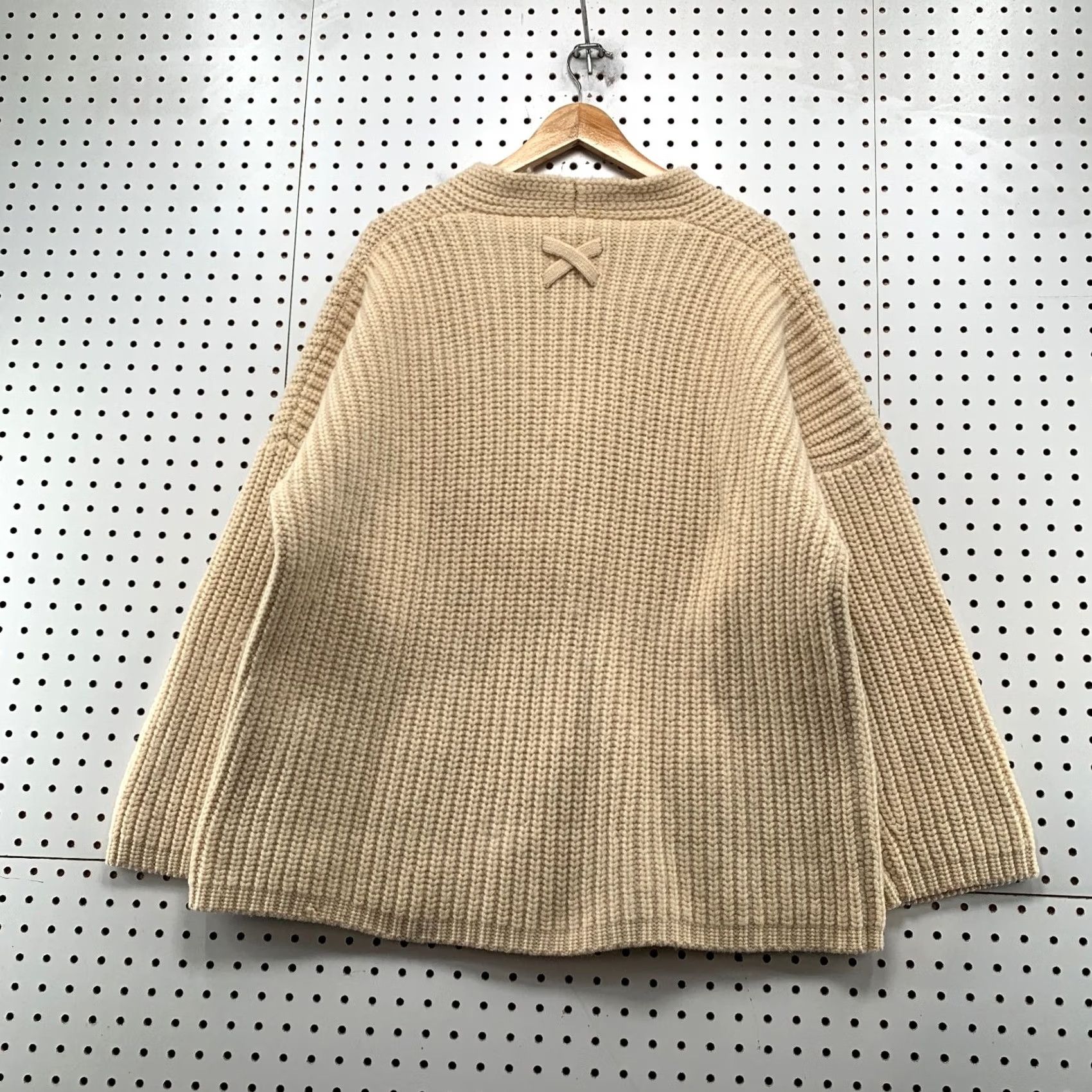 Ann Taylor VINTAGE Ann Taylor Wool Cardigan Sweater Womens Large Beige Chunky Rib Knit Oversized Size L / US 10 / IT 46 - 2 Thumbnail