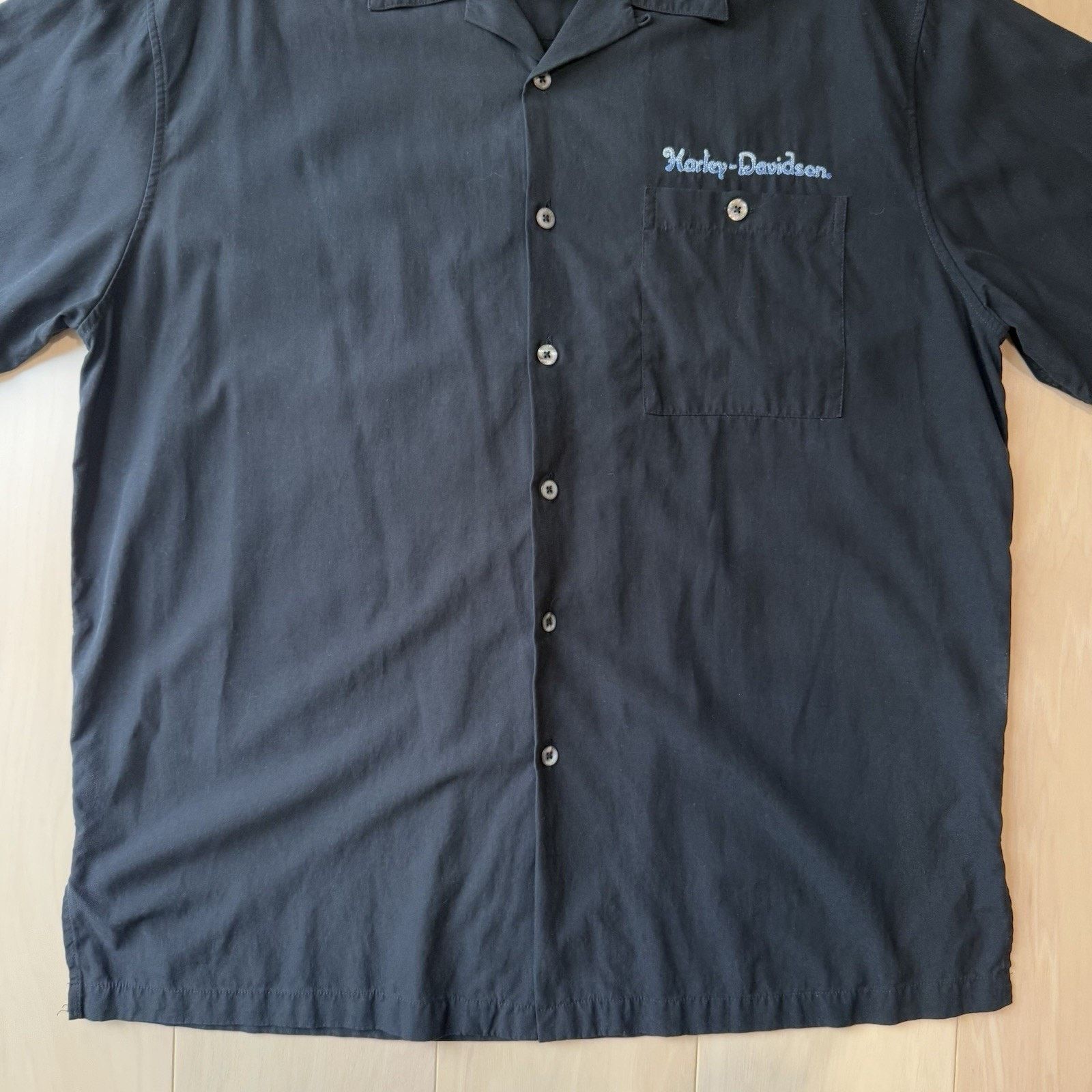 Harley Davidson Harley Davidson Silk Shirt XL Black Short Sleeve Button Size US XL / EU 56 / 4 - 4 Thumbnail