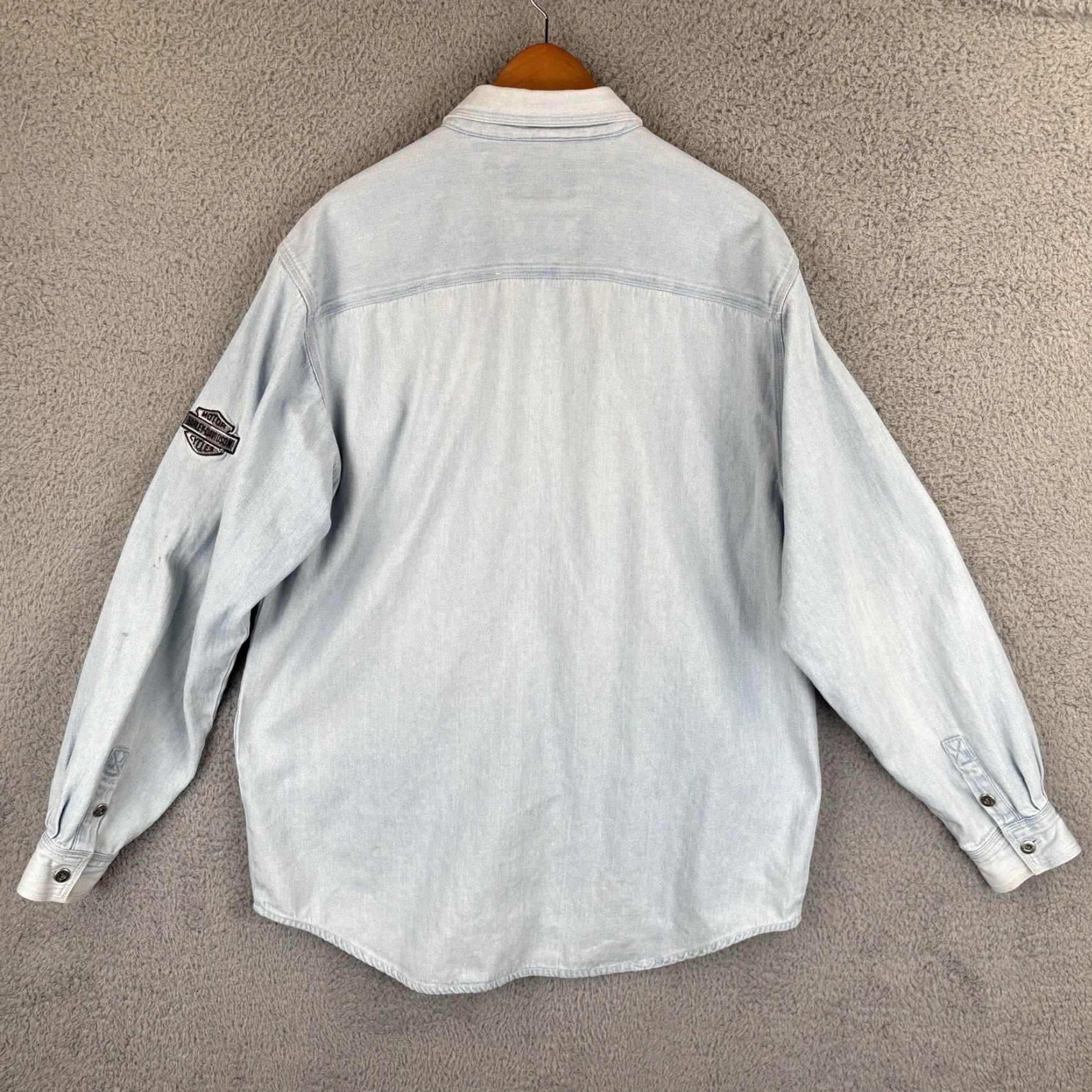 Harley Davidson VINTAGE Harley-Davidson Denim Shirt Mens L Blue 90s Patch Embroidered Button-Up Size US L / EU 52-54 / 3 - 7 Thumbnail