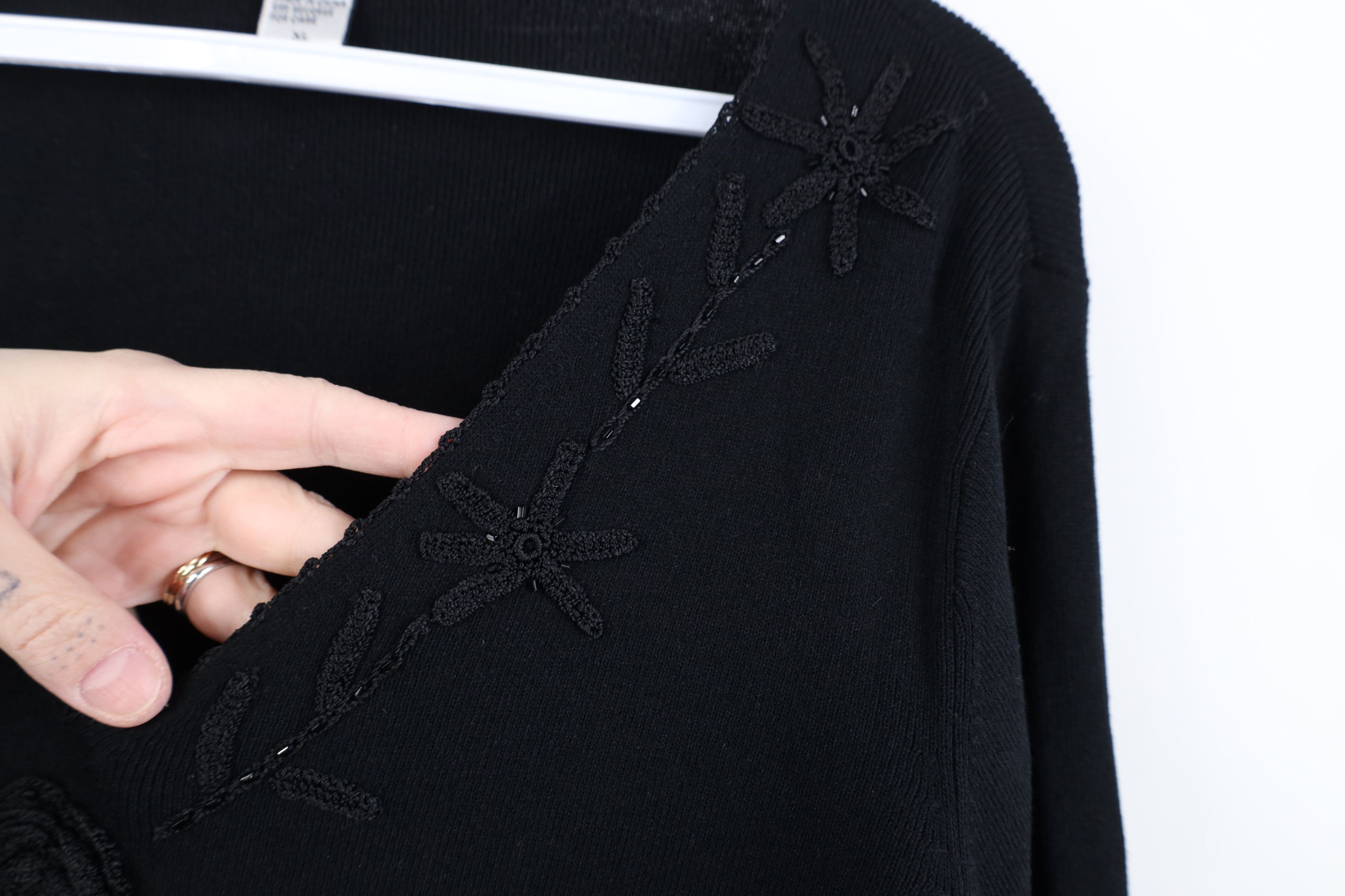 Vintage Vintage 90s Streetwear Babydoll Ribbed V-Neck Sweater Black Size XL / US 12-14 / IT 48-50 - 6 Thumbnail