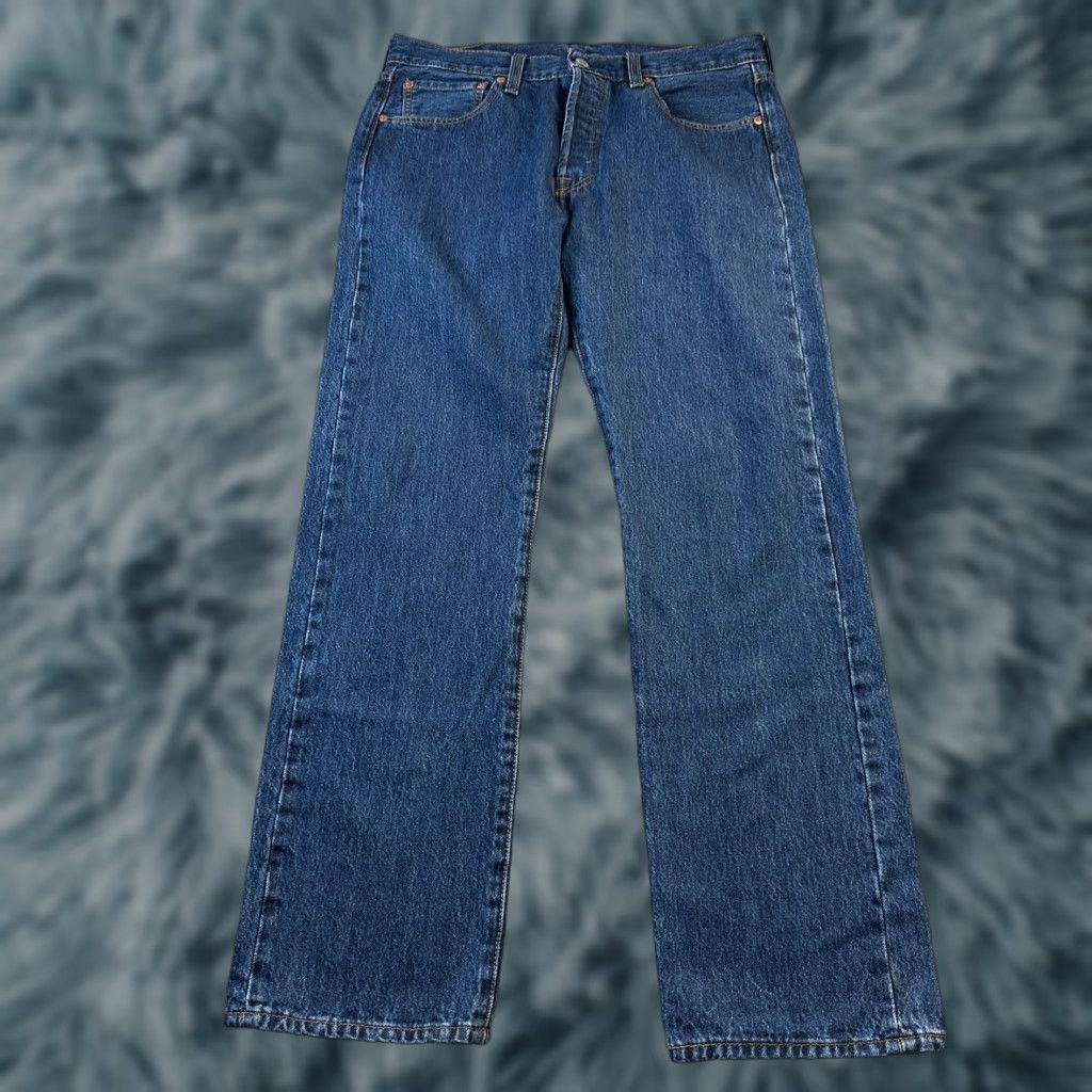 Levi's Levi's 501 Jeans Mens 33x30 Blue Denim Straight Button Fly Vintage No 90s Theme Regular Fit Size US 33 - 1 Thumbnail