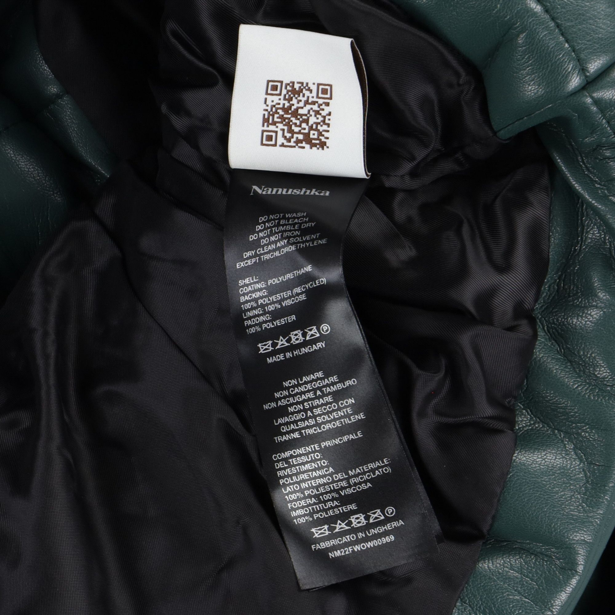 Nanushka Pine Green Vegan Leather Hooded Puffer Jacket Size US M / EU 48-50 / 2 - 5 Thumbnail