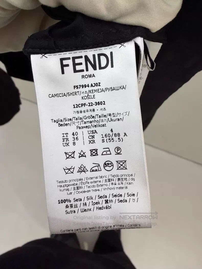 Fendi Fendi Black Silk Shirt with Hidden Pattern Size XS / US 0-2 / IT 36-38 - 4 Thumbnail