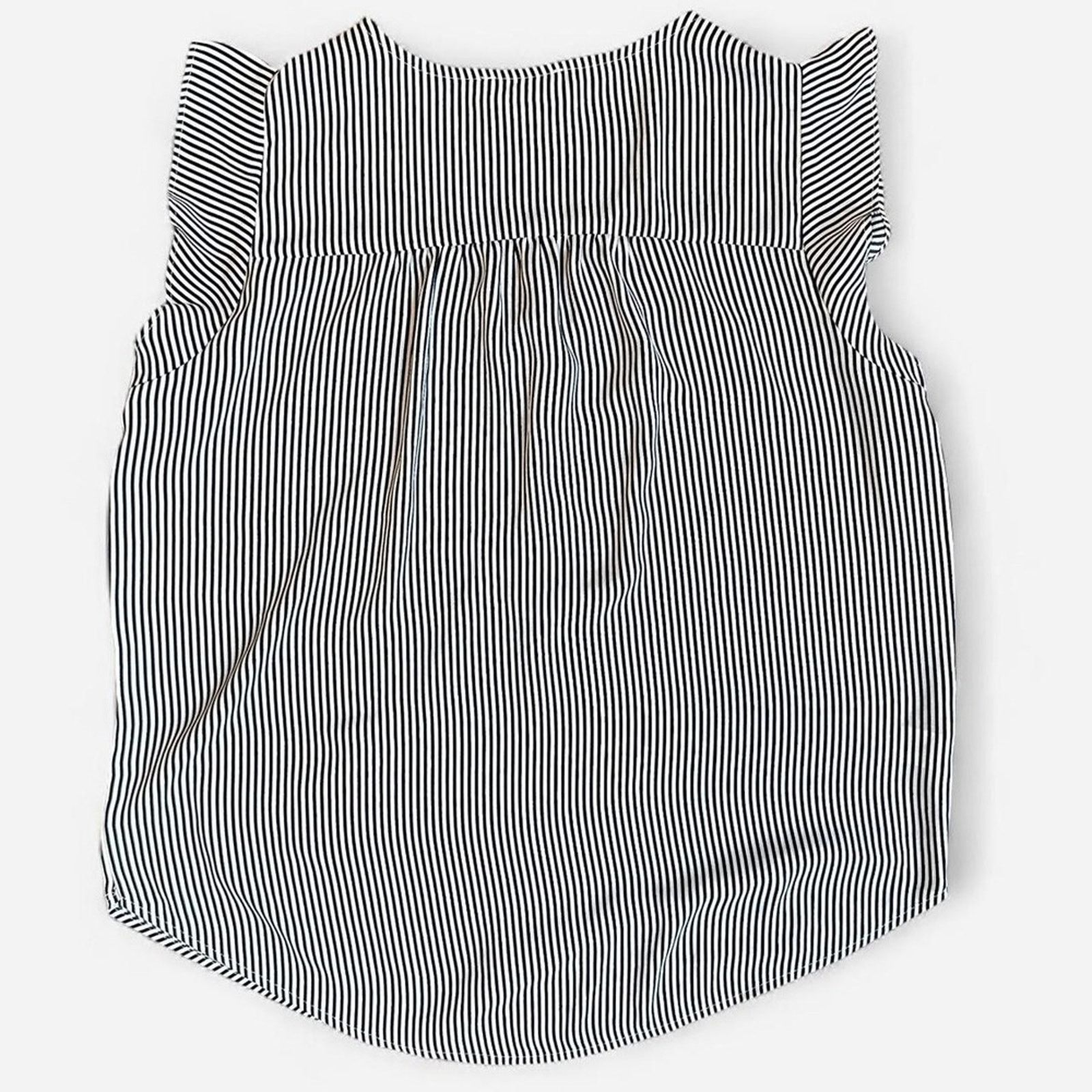 Ann Taylor oversize black white stripe referee sleeveless blouse Size L / US 10 / IT 46 - 8 Thumbnail