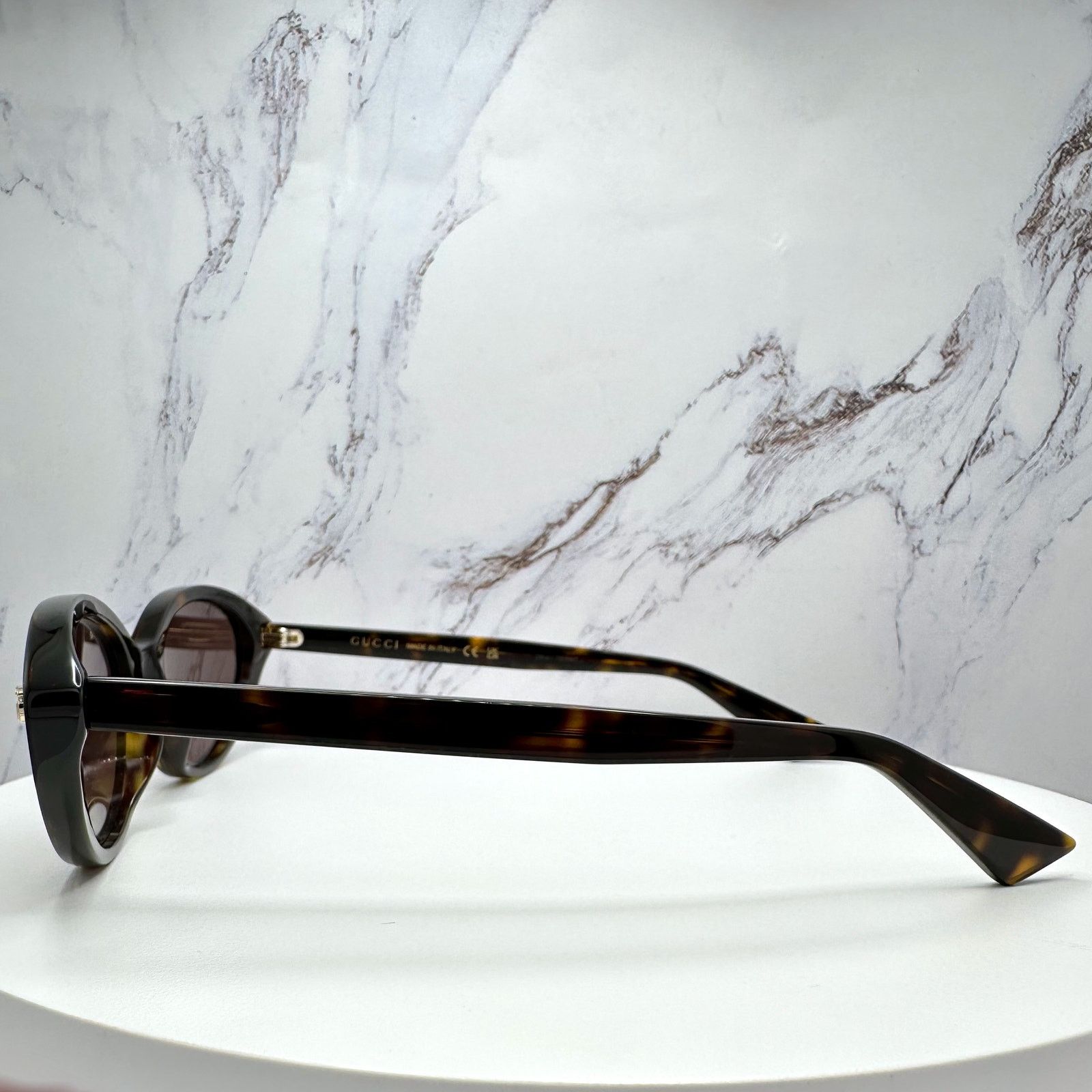 Gucci New GUCCI Sunglasses Brown Cat Eye Gold Metal Front GG Logo Size ONE SIZE - 13 Thumbnail