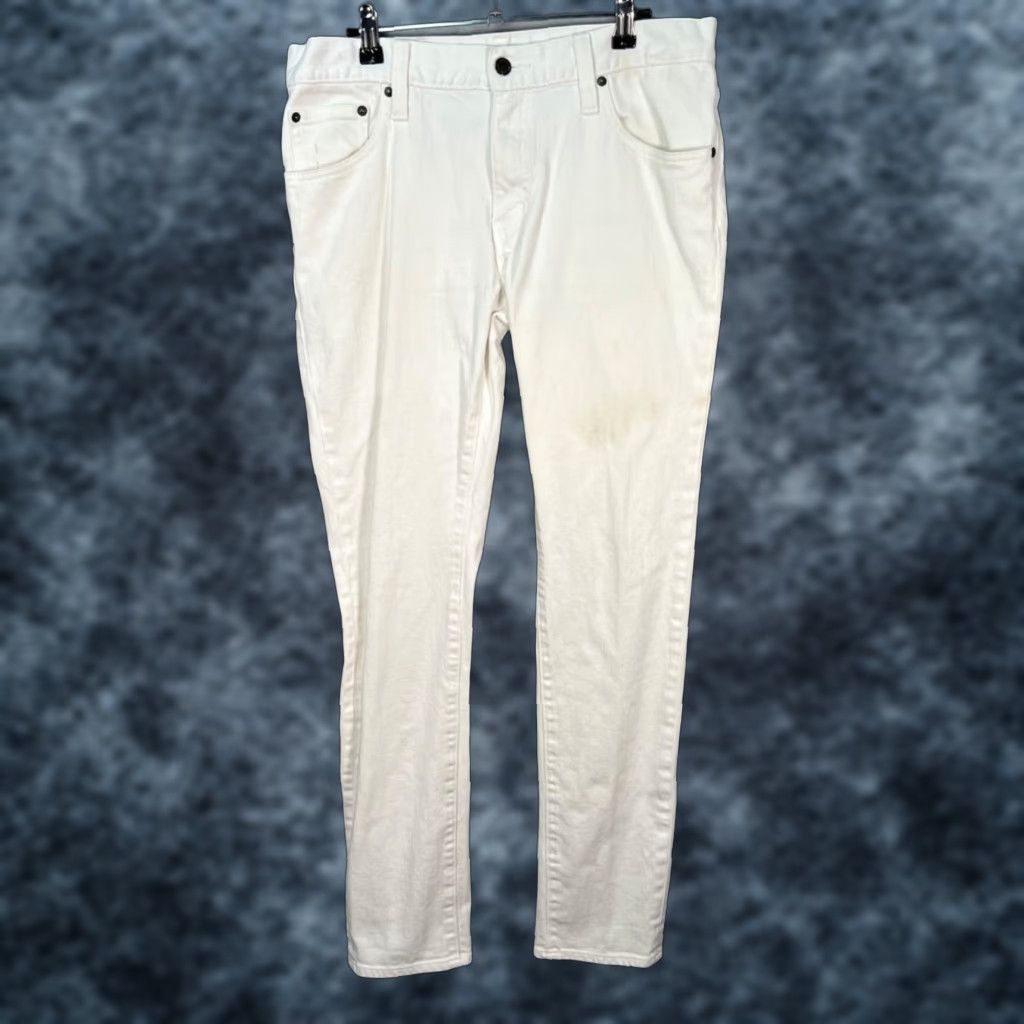 Uniqlo Uniqlo Jeans 33 x 30 White Skinny Fit Tapered Cotton Stretch Denim 5-Pocket Mens Size US 33 - 1 Thumbnail