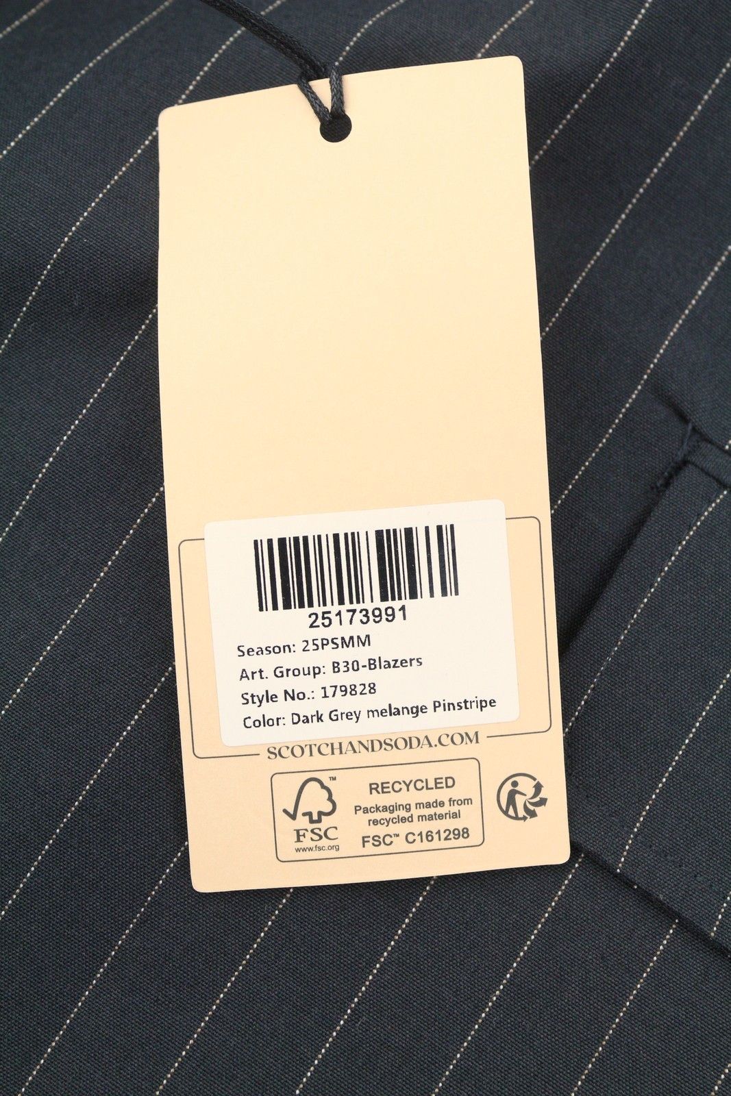 Scotch & Soda M Grey Melange Pinstripe Double-Breasted Blazer 88533 Size 38R - 9 Thumbnail