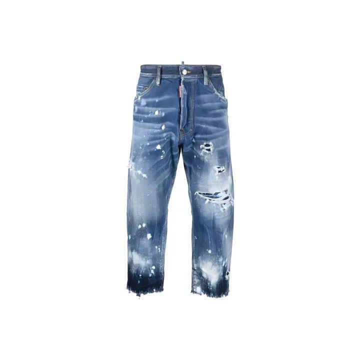 Dsquared2 DSQUARED2 FW22 Distressed Ankle-Length Denim Trousers 0079 Size US 44 / EU 60 - 1 Thumbnail