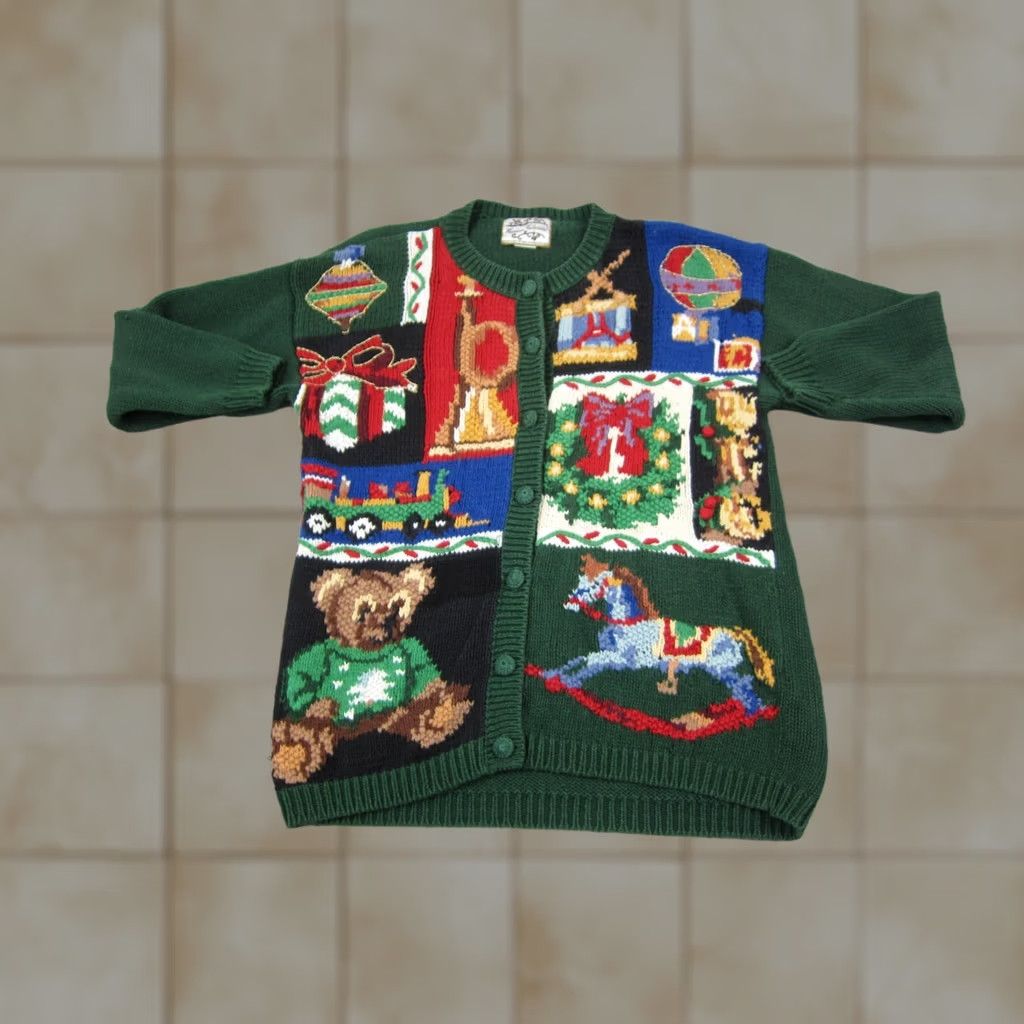 Vintage VINTAGE Heirloom Collectibles Cardigan Womens M Green Christmas Holiday 90s Sweater Size M / US 6-8 / IT 42-44 - 1 Thumbnail