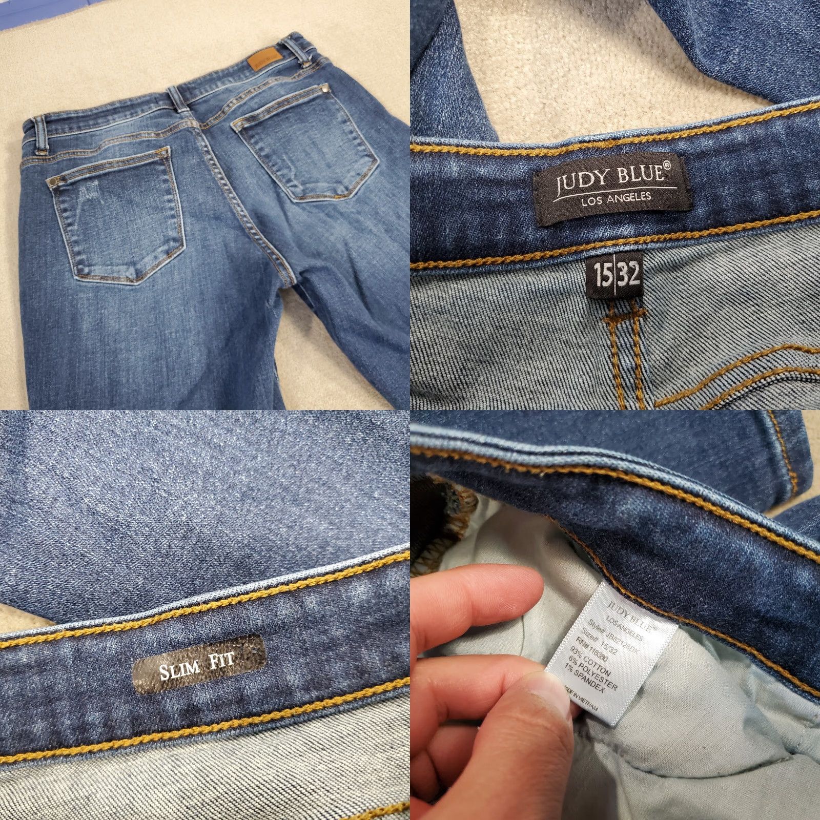 Denime Judy Blue Jeans Pants Womens Slim Fit 32 32x29 Denim Dark Wash Casual Stretch Pockets Logo Straight Vintage: No Size 24" / US 00 / IT 34 - 8 Thumbnail