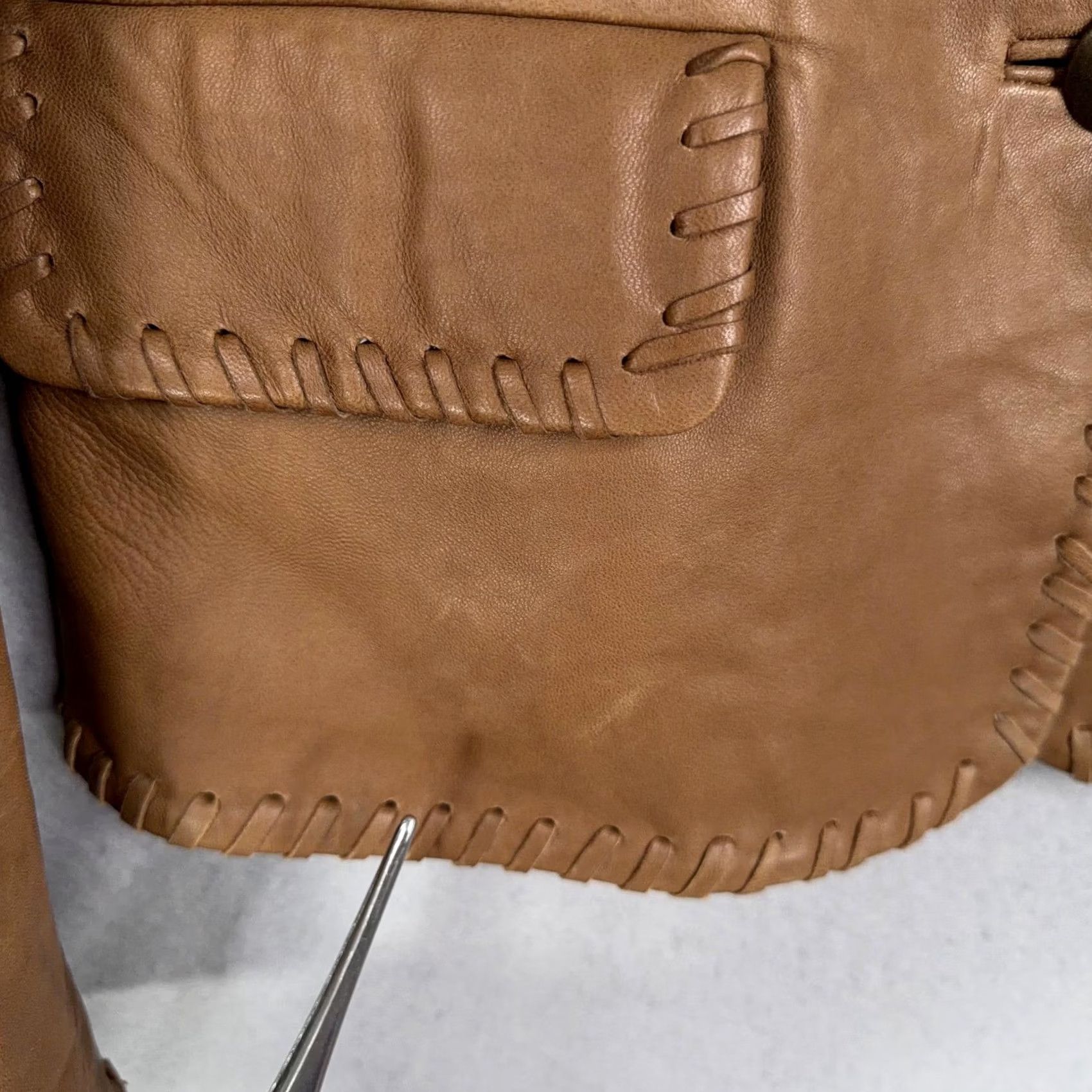 Vintage Reba Jacket Womens Medium Brown Leather Western Whipstitch Button Front Ladies Jacket Size M / US 6-8 / IT 42-44 - 4 Thumbnail