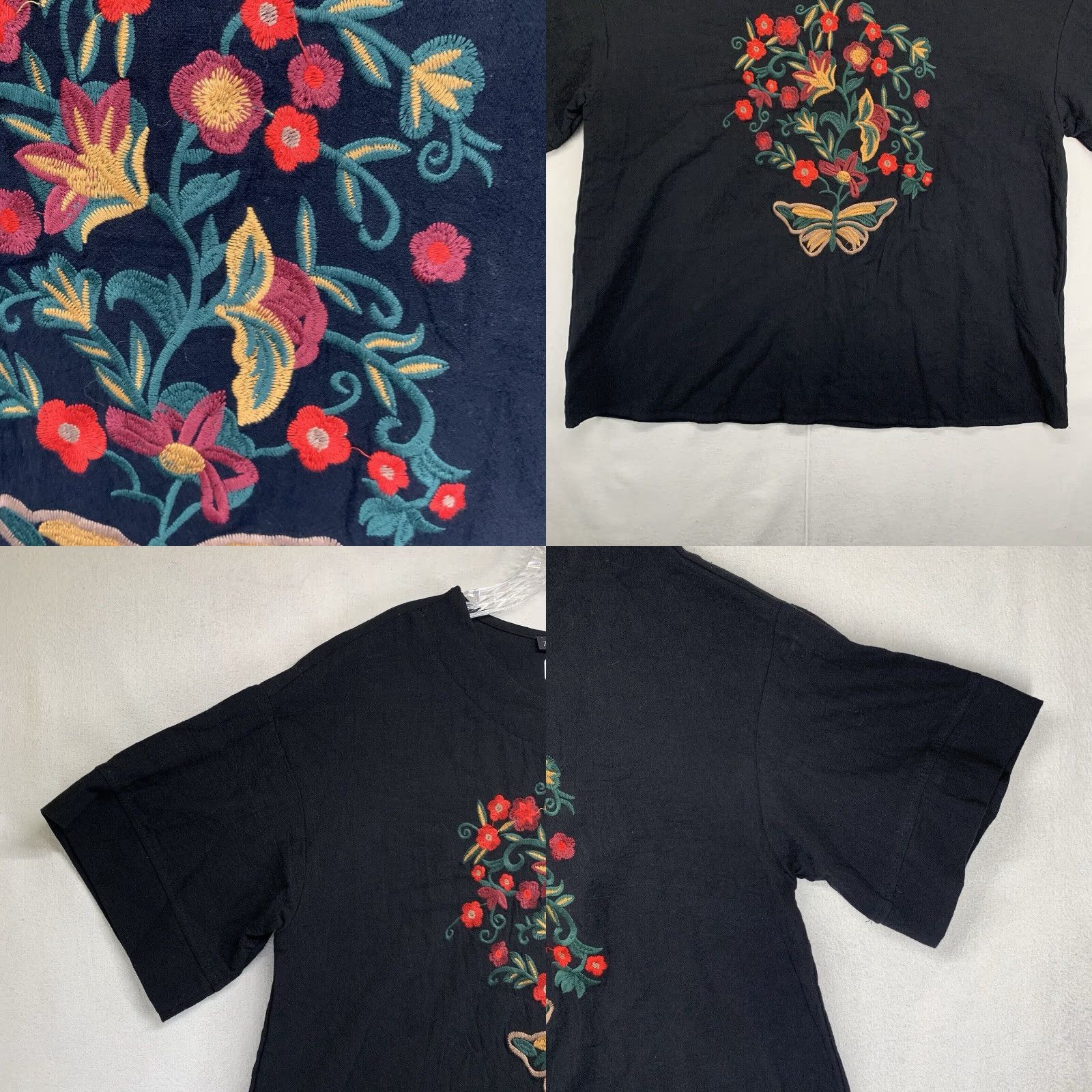 Vintage Vintage Zanzea Women's Tunic Top Short Sleeve Black Floral Embroidered Butterfly Bohemian 2XL Size XXL / US 16-18 / IT 52-54 - 8 Thumbnail