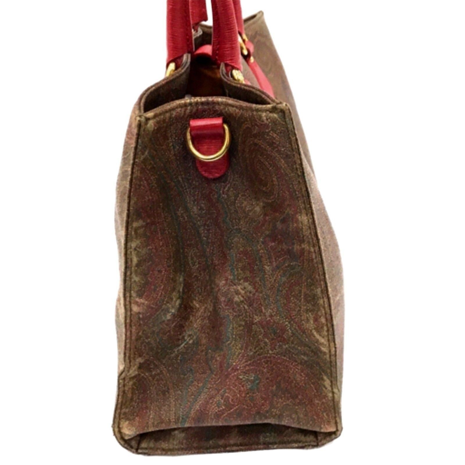 Etro Etro | Paisley Print Coated Canvas & Pink Leather Handbag Size ONE SIZE - 5 Thumbnail