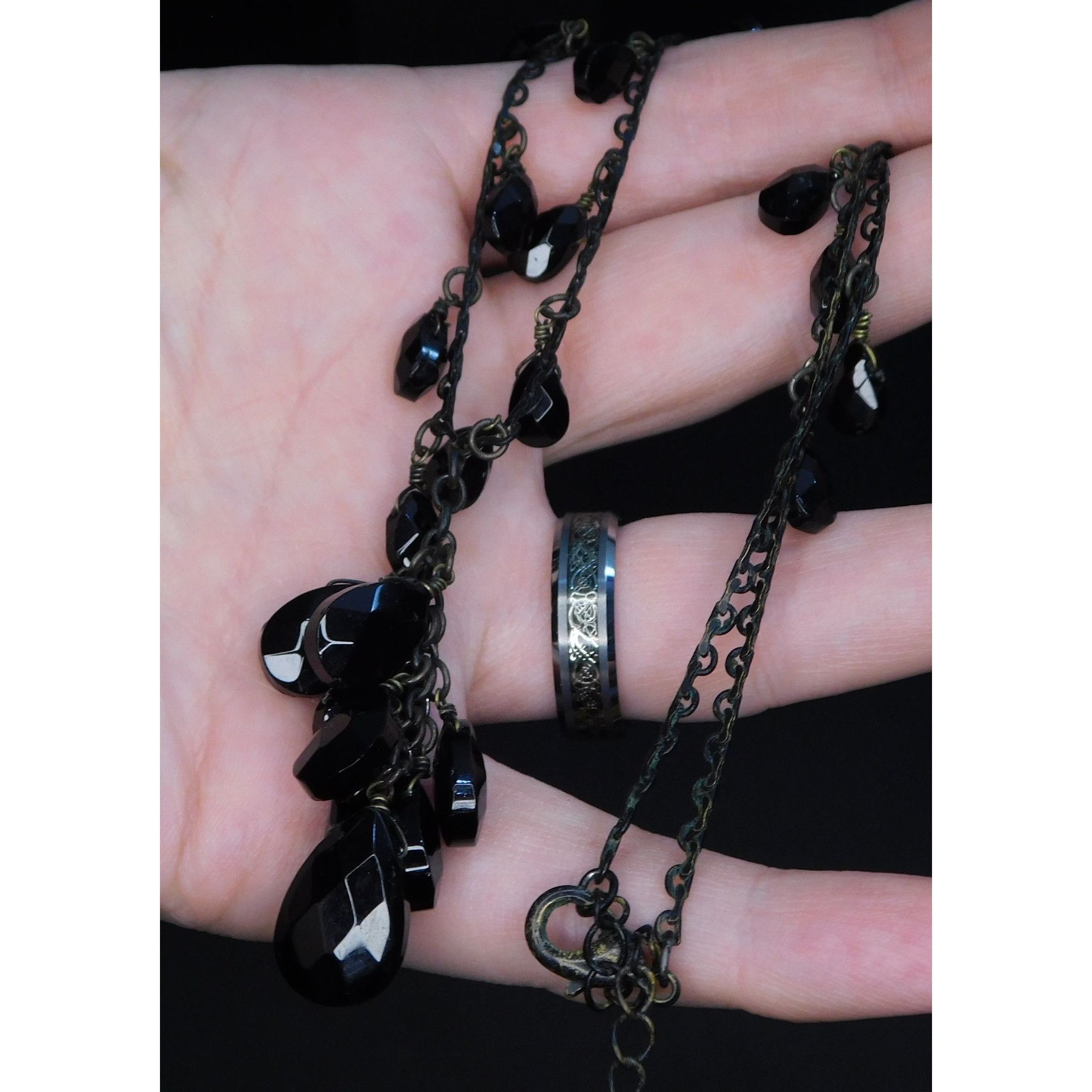 Other Gothic Teardrop Fringe Necklace With Gem Tassel Size ONE SIZE - 2 Thumbnail