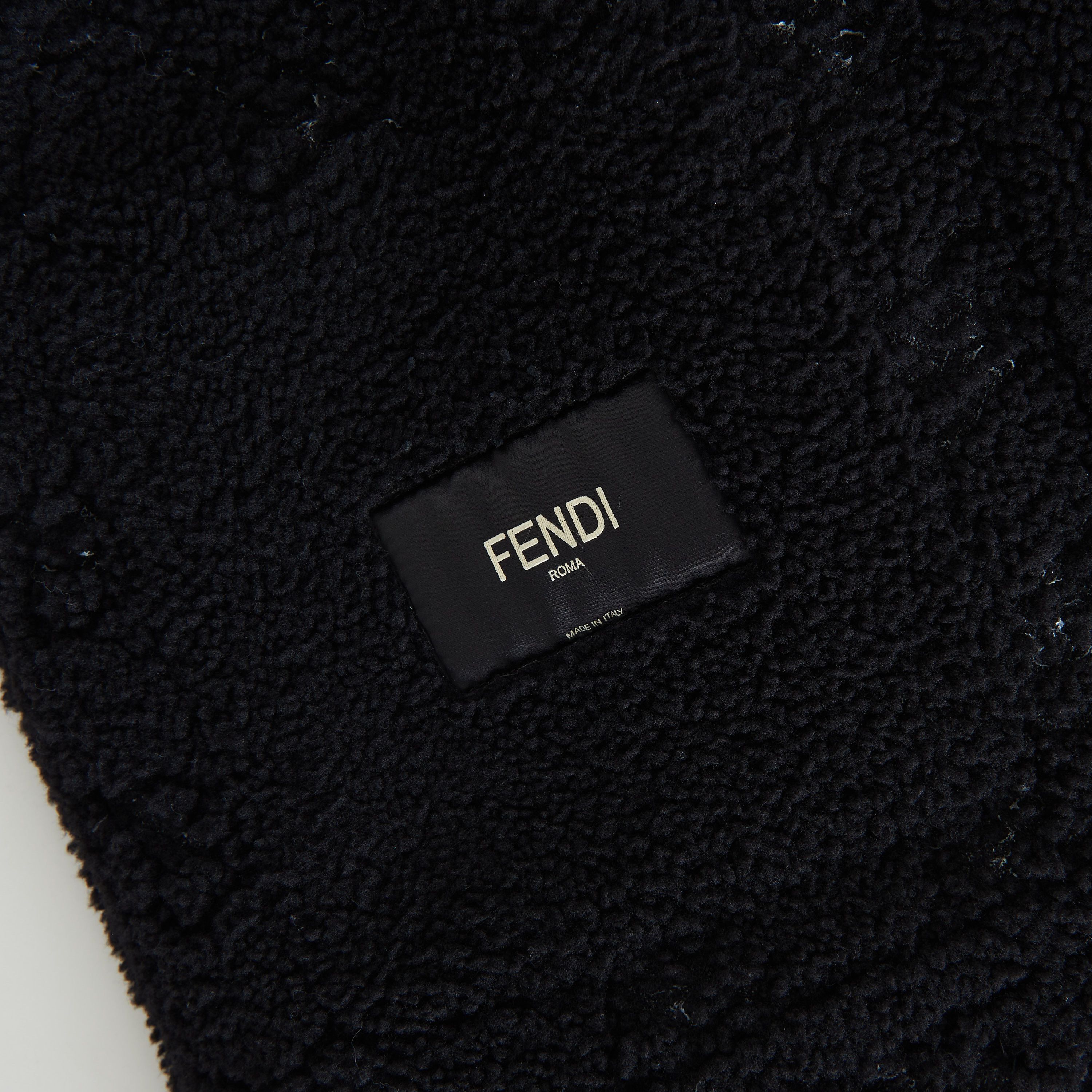 Fendi Black Shearling Jacket - Aviator Style, FF Karligraphy Motif Size S / US 4 / IT 40 - 11 Thumbnail