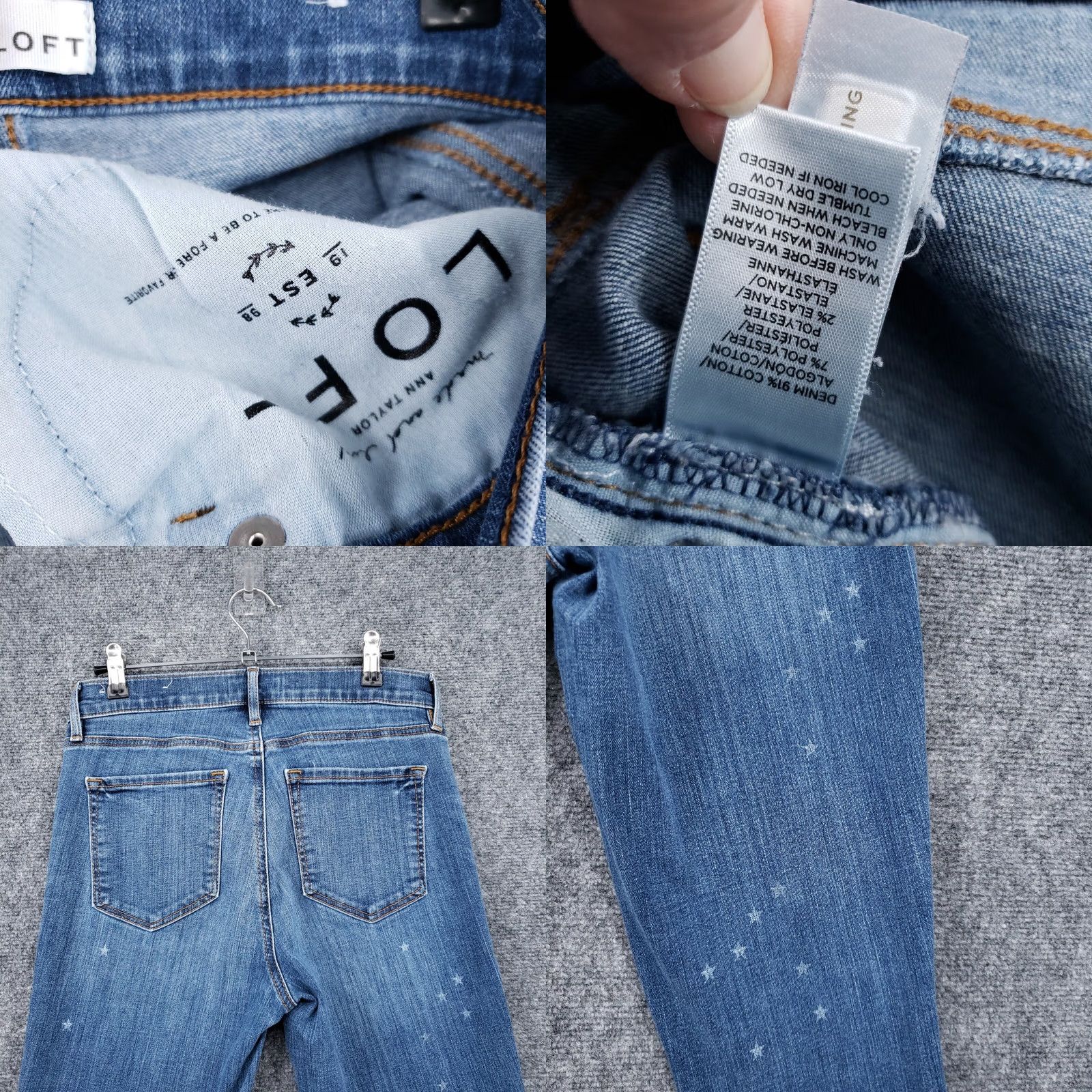 Loft Loft Jeans Womens 4 27 Modern Skinny Crop Blue Denim Medium Stone Wash Polka Dot Size 27" / US 4 / IT 40 - 9 Thumbnail
