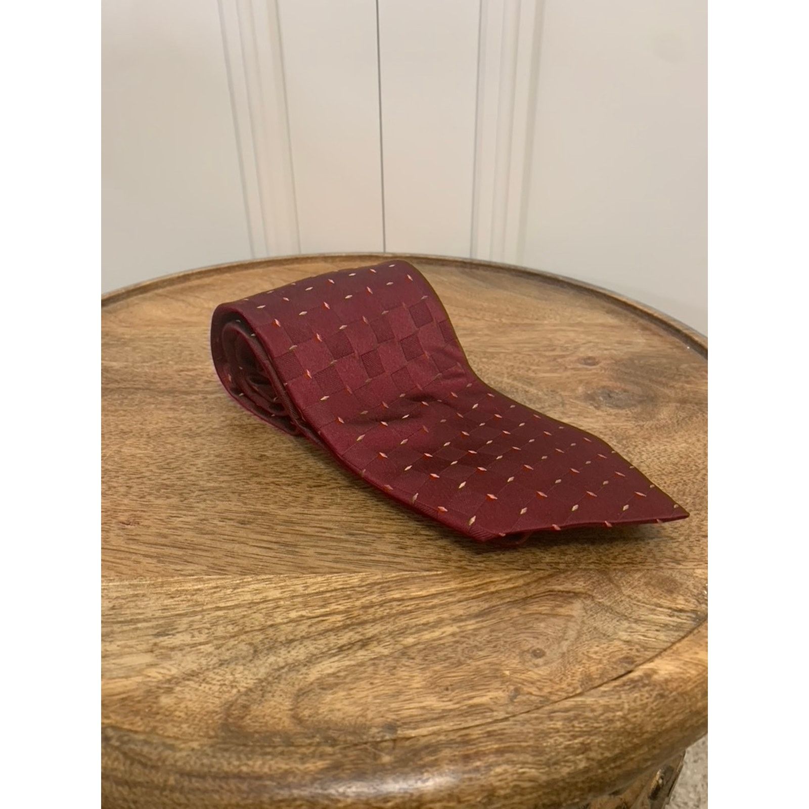 Murano Murano Men's Silk Tie Burgundy Plaid Check Designer Classic Size ONE SIZE - 1 Thumbnail