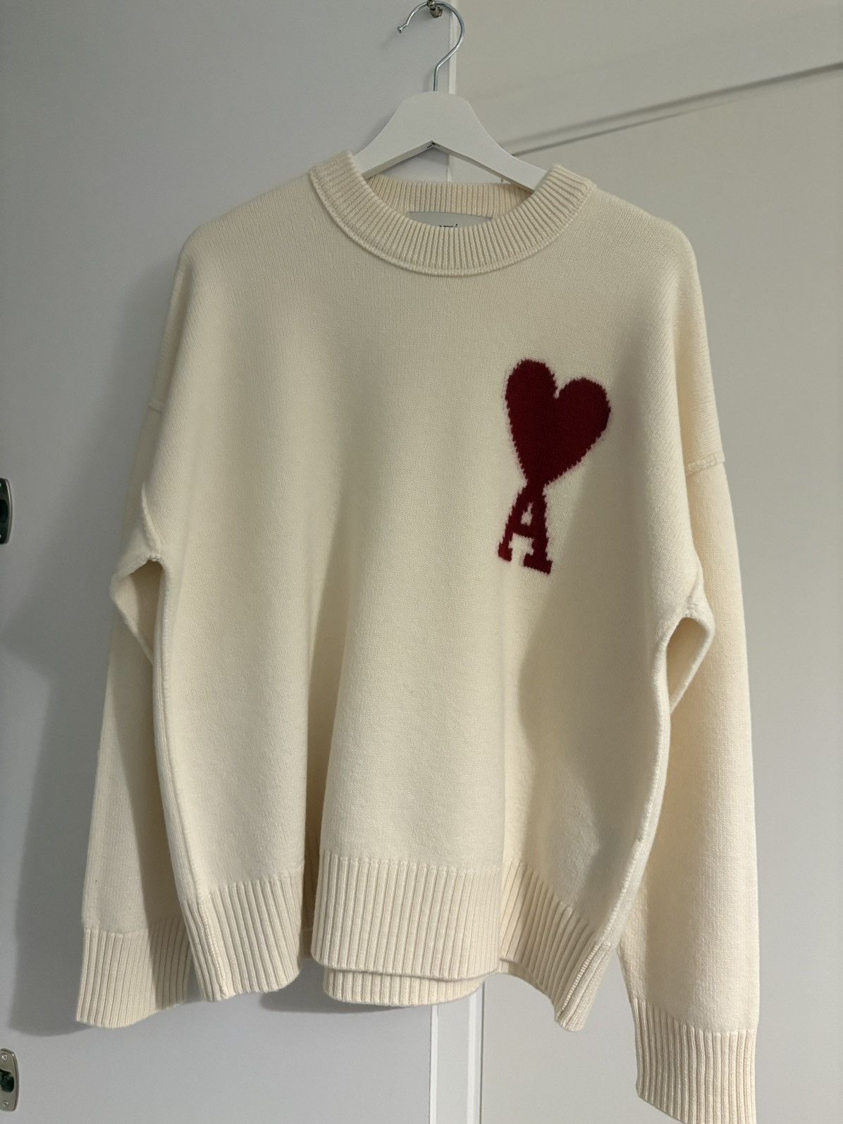 AMI AMI Paris Ami de Coeur Wool Sweater-Off White: Size M – New Size M / US 6-8 / IT 42-44 - 1 Thumbnail
