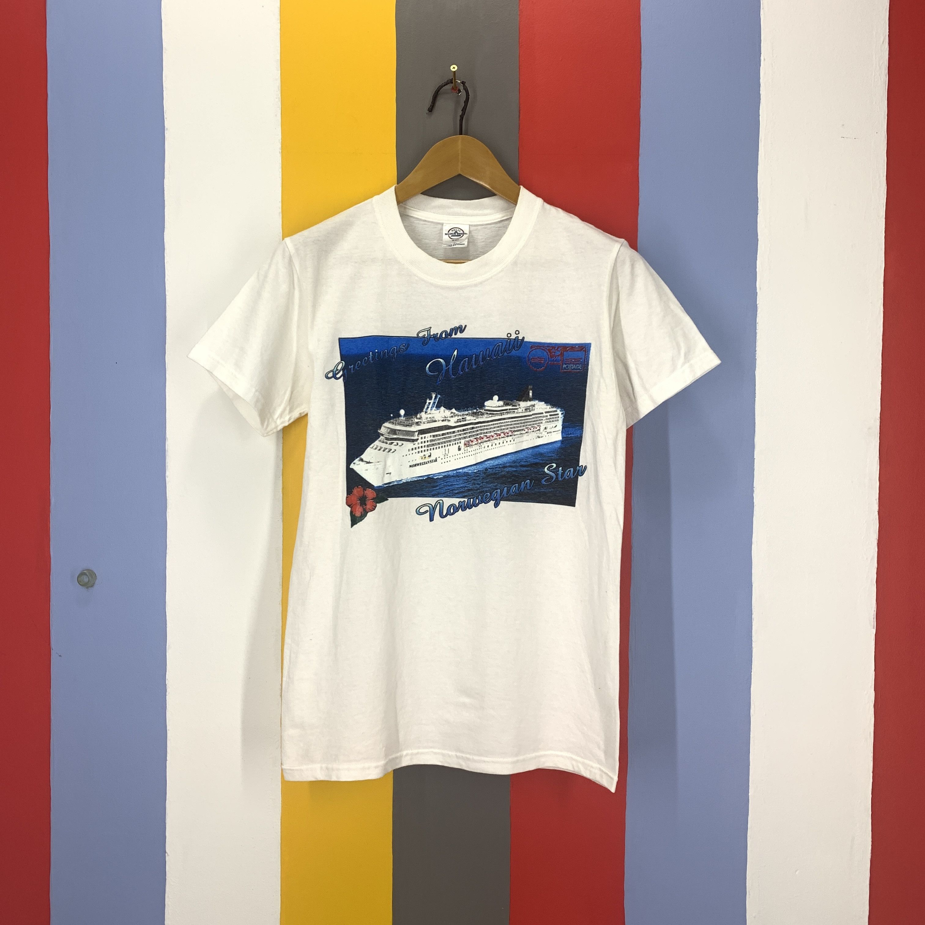 Delta 90s Vintage NORWEGIAN STAR Crew Neck T Shirt #1821/08 Size US S / EU 44-46 / 1 - 1 Thumbnail