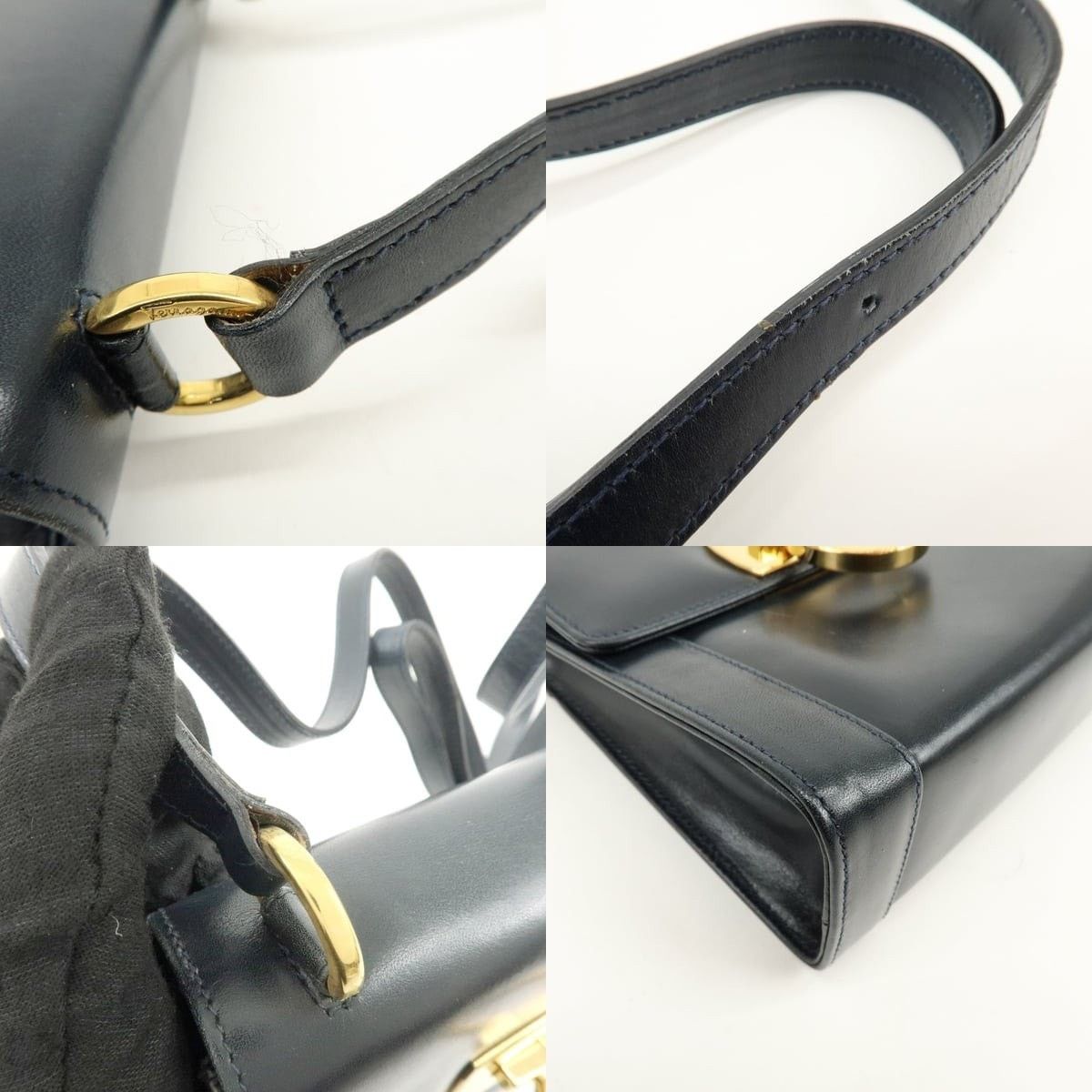 Salvatore Ferragamo Ferragamo Gancini Leather Crossbody Bag Navy Size ONE SIZE - 4 Thumbnail