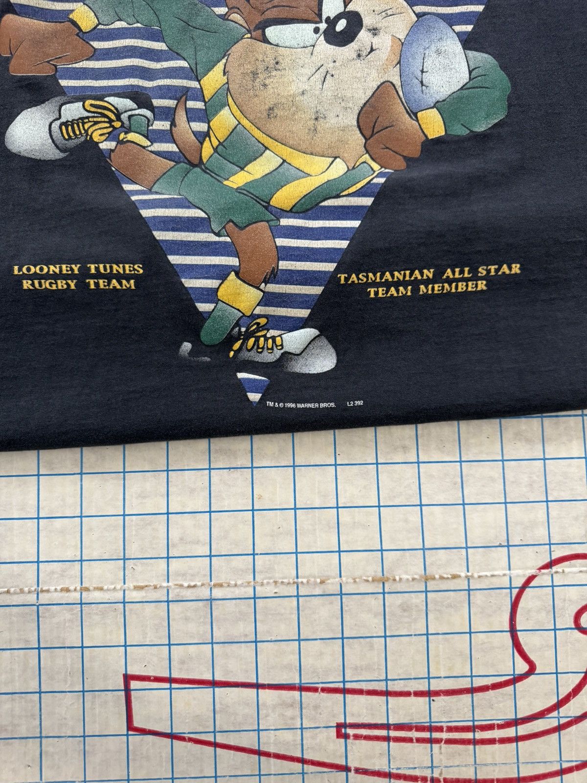 Vintage Vintage Admit One Tasmanian Devil Taz Rugby Tee Faded Black Size US L / EU 52-54 / 3 - 5 Thumbnail