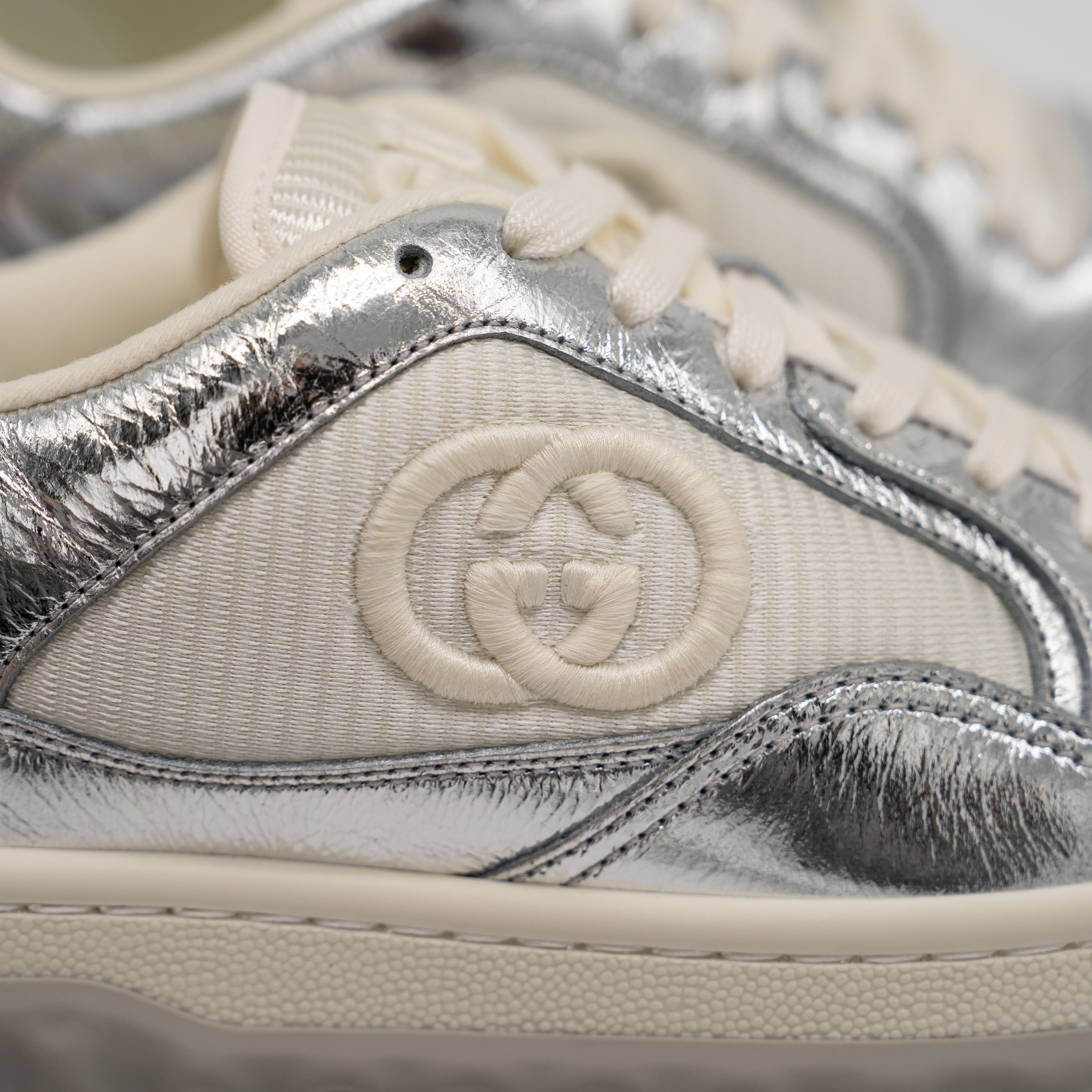 Gucci Gucci MAC80 Sneakers Metallic Silver Grey White GG Size US 6.5 / IT 36.5 - 9 Thumbnail