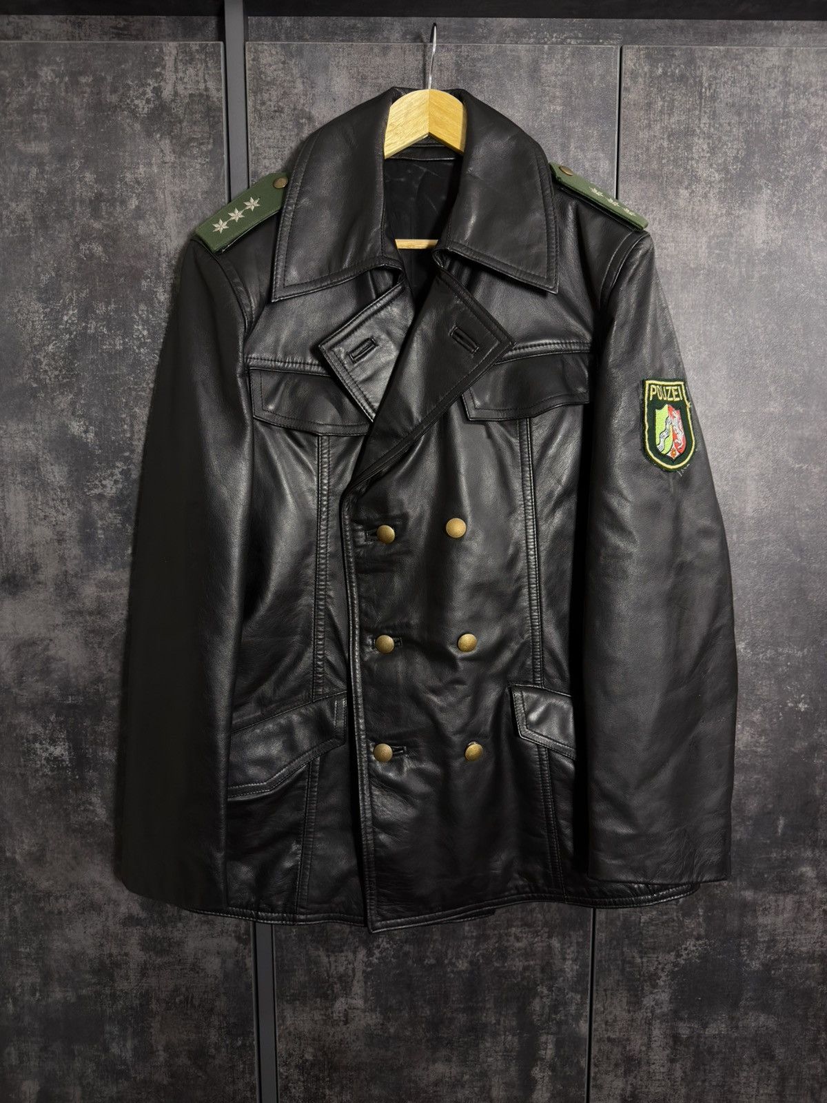 Vintage Crazy Vintage 80s Polizei Leather Jacket Schott Hussar Raf Size US L / EU 52-54 / 3 - 10 Thumbnail