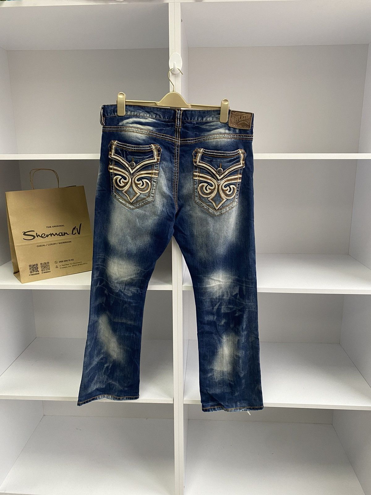 Affliction × Vintage Vintage Affliction Men's Denim Jeans Embroidered Blue Size US 38 / EU 54 - 1 Thumbnail
