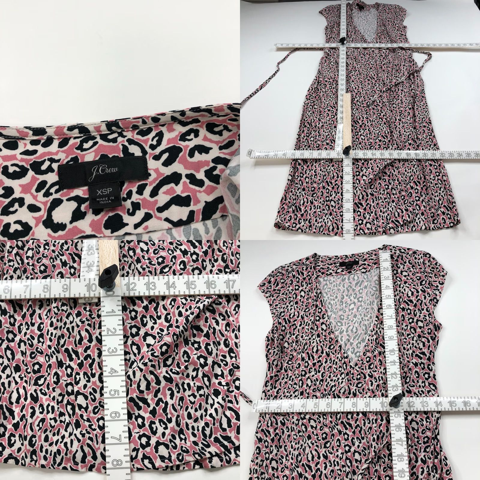 J.Crew J.Crew XSP XS Petite Faux Wrap V-Neck Cap Sleeve Midi Animal Printed Dress Black Size XS / US 0-2 / IT 36-38 - 8 Thumbnail