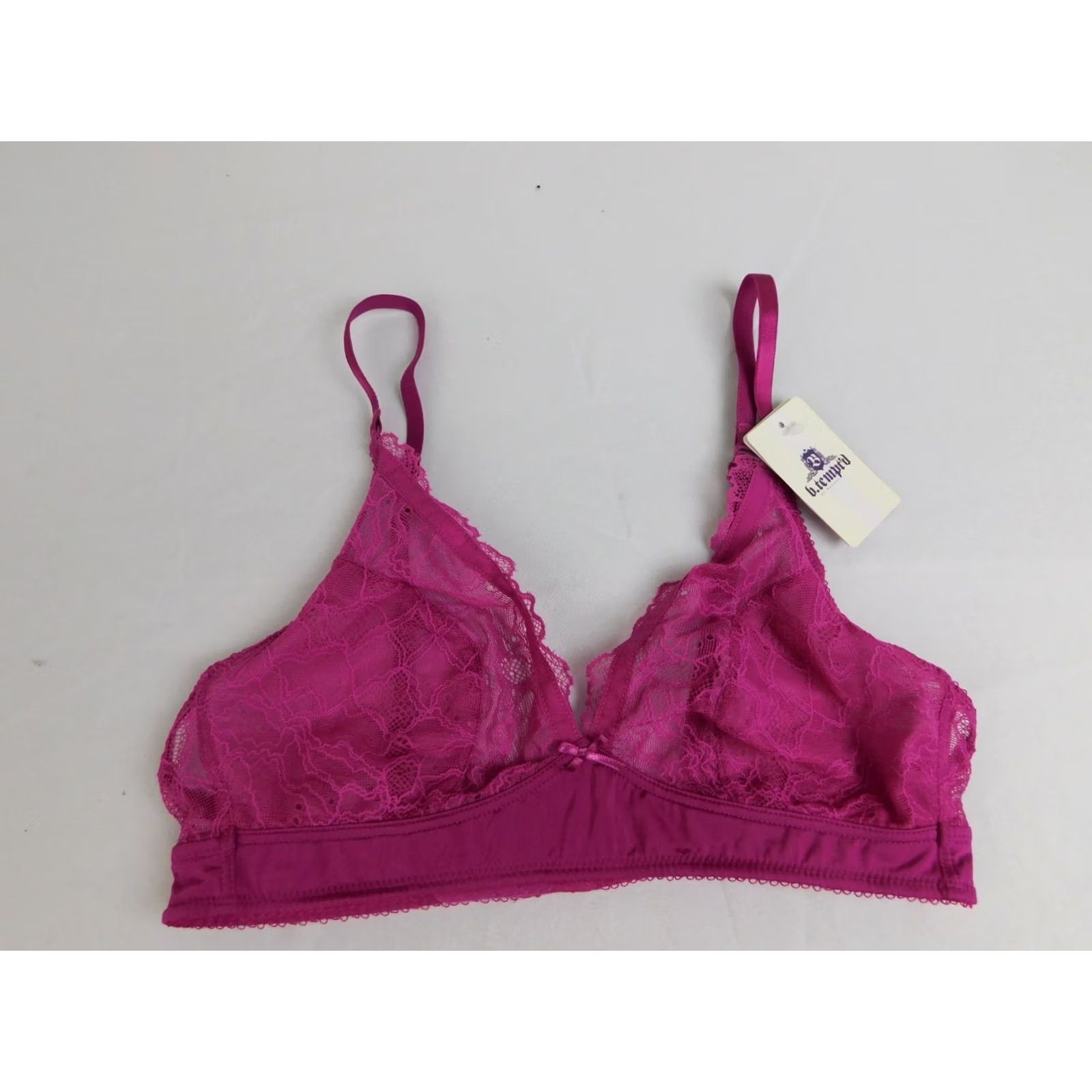 Vintage Wacoal Bralette Shirt Womens 30 Pink Lace Wire-Free 910236 Bralette Strap Adjustable Semi-Sheer Size ONE SIZE - 3 Thumbnail