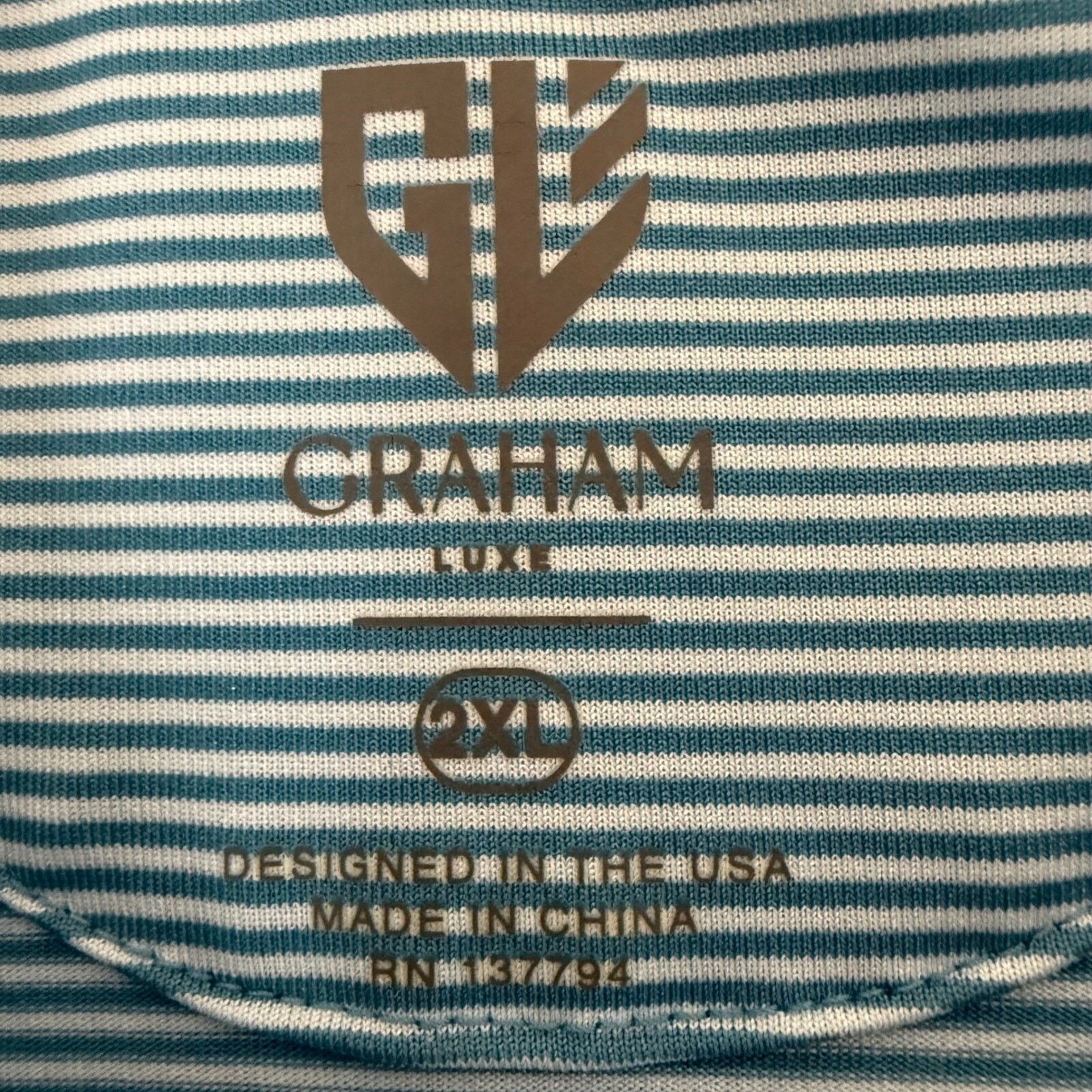 Other Graham Luxe Golf Polo Shirt Striped Stretch Blue Mens 2XL Size US XXL / EU 58 / 5 - 2 Thumbnail