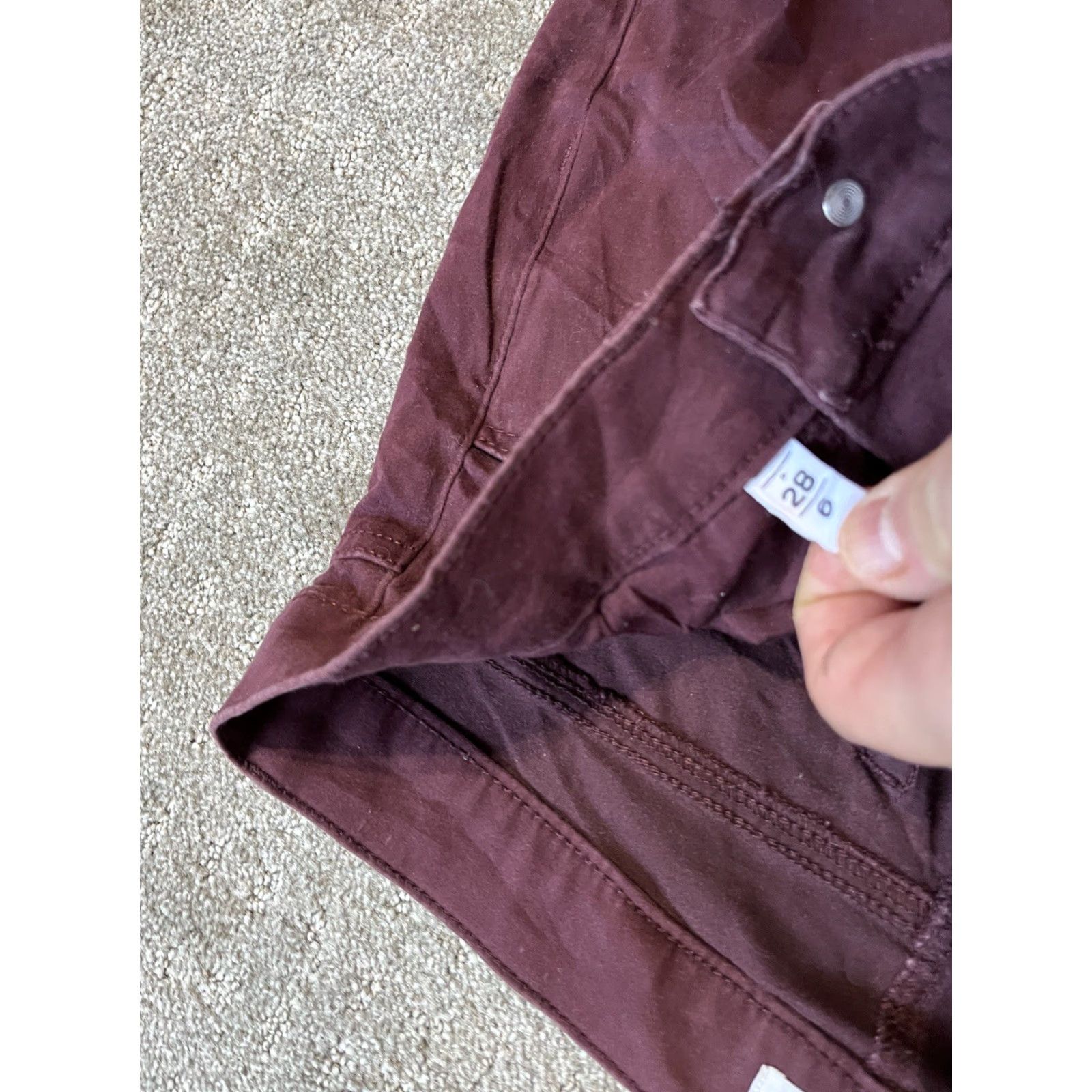 Loft LOFT Jeans Womens 28/6 Flat Front Tapered Jegging Legging Style Maroon Burgundy Red Solid Zip Stretch Jeans Womens 6 Regular Vintage No Size 28" / US 6 / IT 42 - 3 Thumbnail