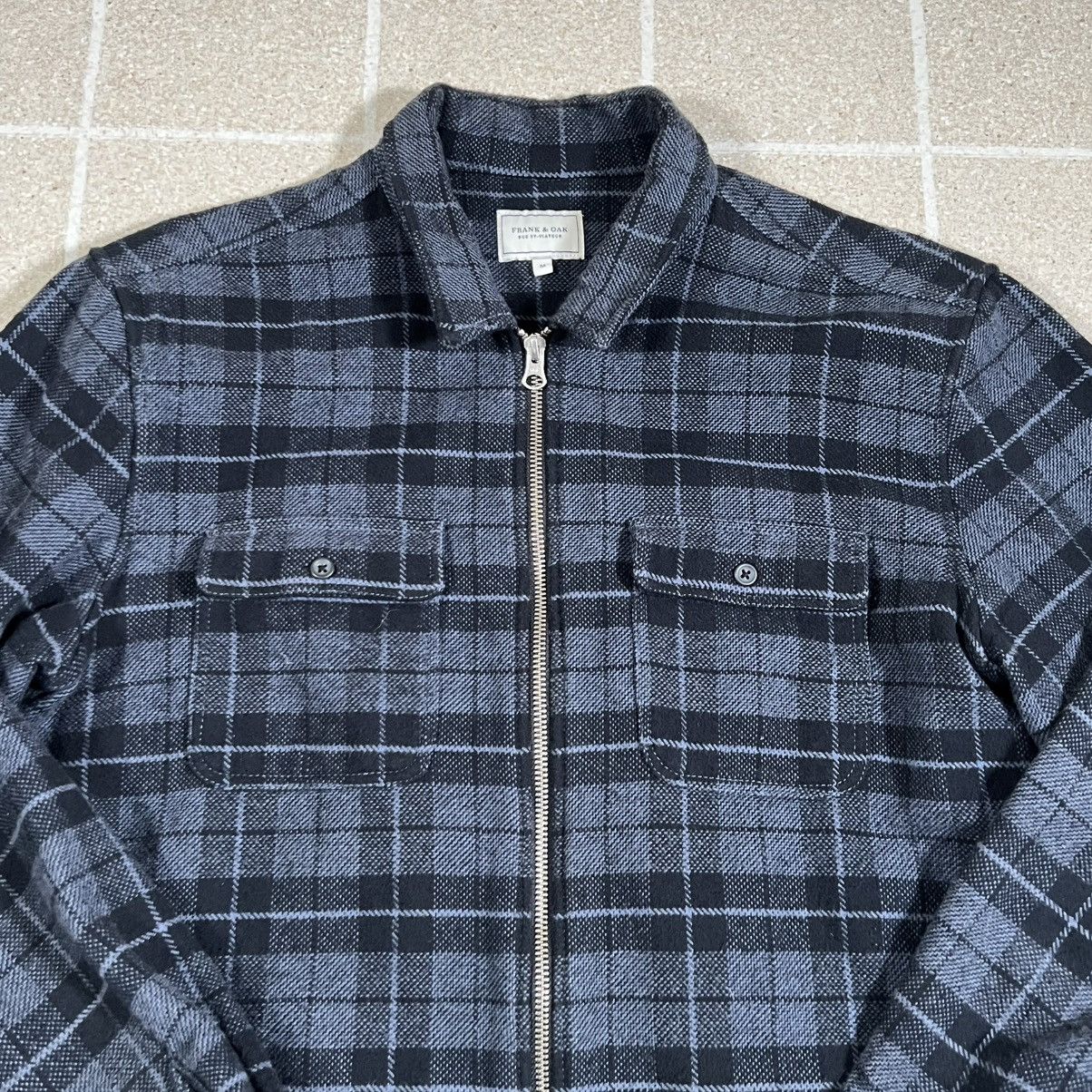 Frank & Oak Frank & Oak Grey Heavyweight Flannel Plaid Zip Shirt Jacket Size US M / EU 48-50 / 2 - 2 Thumbnail