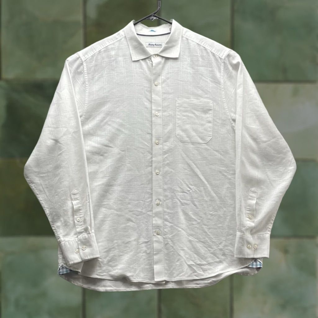 Tommy Bahama Tommy Bahama Shirt Mens XL White Grid Check Linen Blend Resort Relax Casual Dad Shirt Size US XL / EU 56 / 4 - 1 Thumbnail