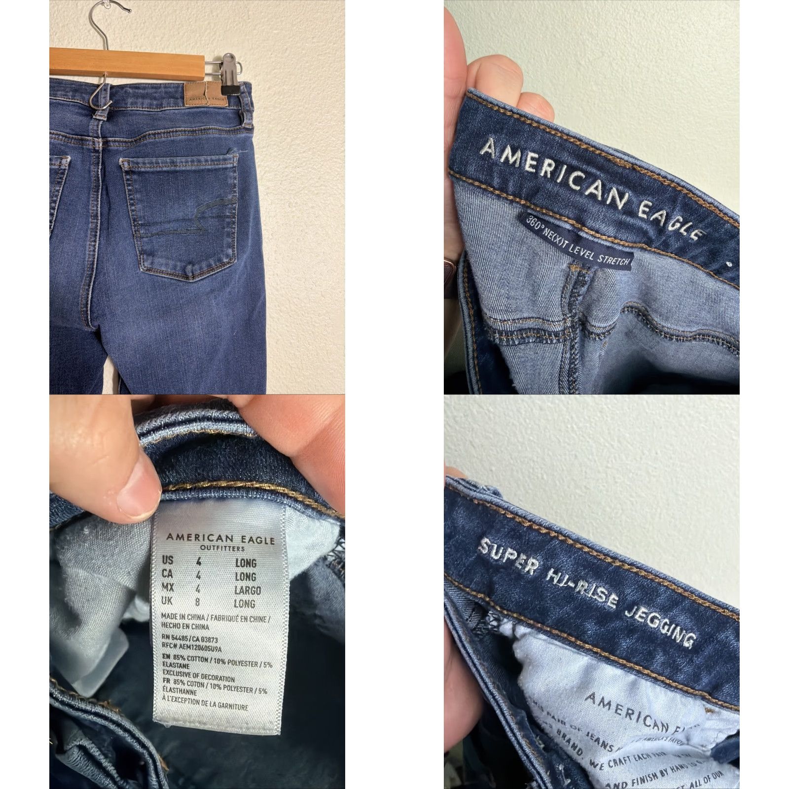 American Eagle Outfitters VINTAGE American Eagle Jegging Jeans Dark Wash Super Hi Rise Stretch 28x30 Womens Size 4 Blue Size 27" / US 4 / IT 40 - 9 Thumbnail