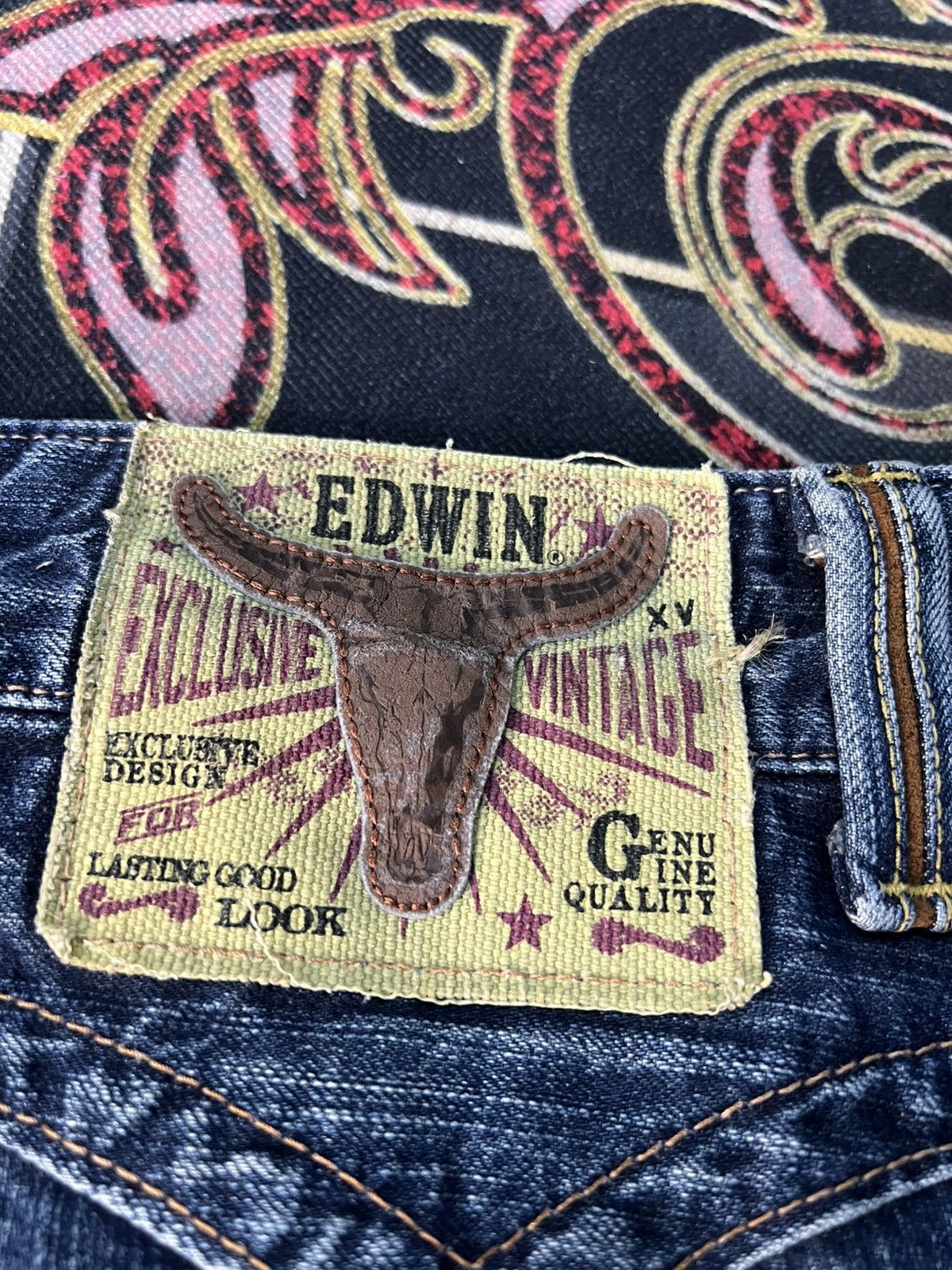 Edwin × Japanese Brand × Vintage EDWIN EXCLUSIVE VINTAGE BUFFALO HEAD DISTRESS JEANS Size US 29 - 24 Thumbnail