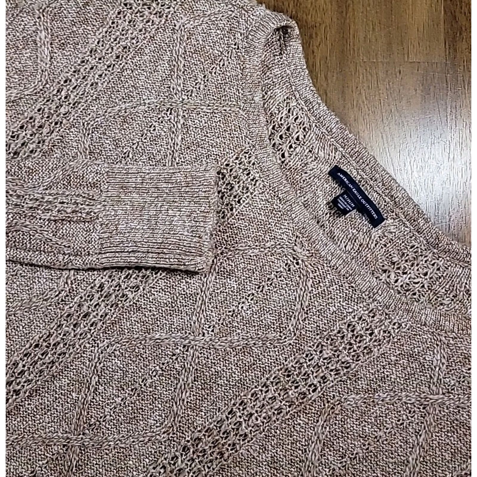 American Eagle Outfitters Beige Knit Sweater Blouse M Romantic Y2K Soft Girl Cozy Chic Size M / US 6-8 / IT 42-44 - 2 Thumbnail