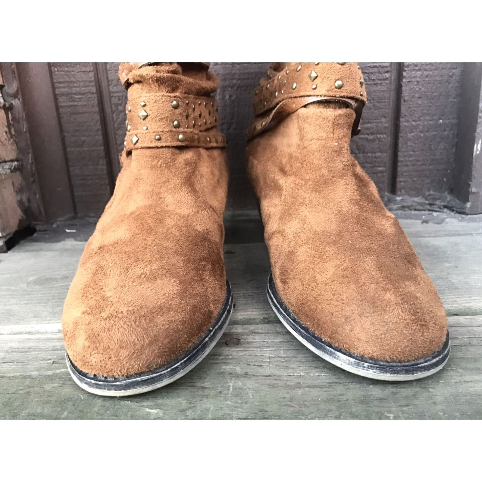 Vintage ID REQUIRED CHARGER Ankle Boots Women 10M Brown Slip-On Buckle Monk Strap Boots Size US 10 / IT 40 - 2 Thumbnail
