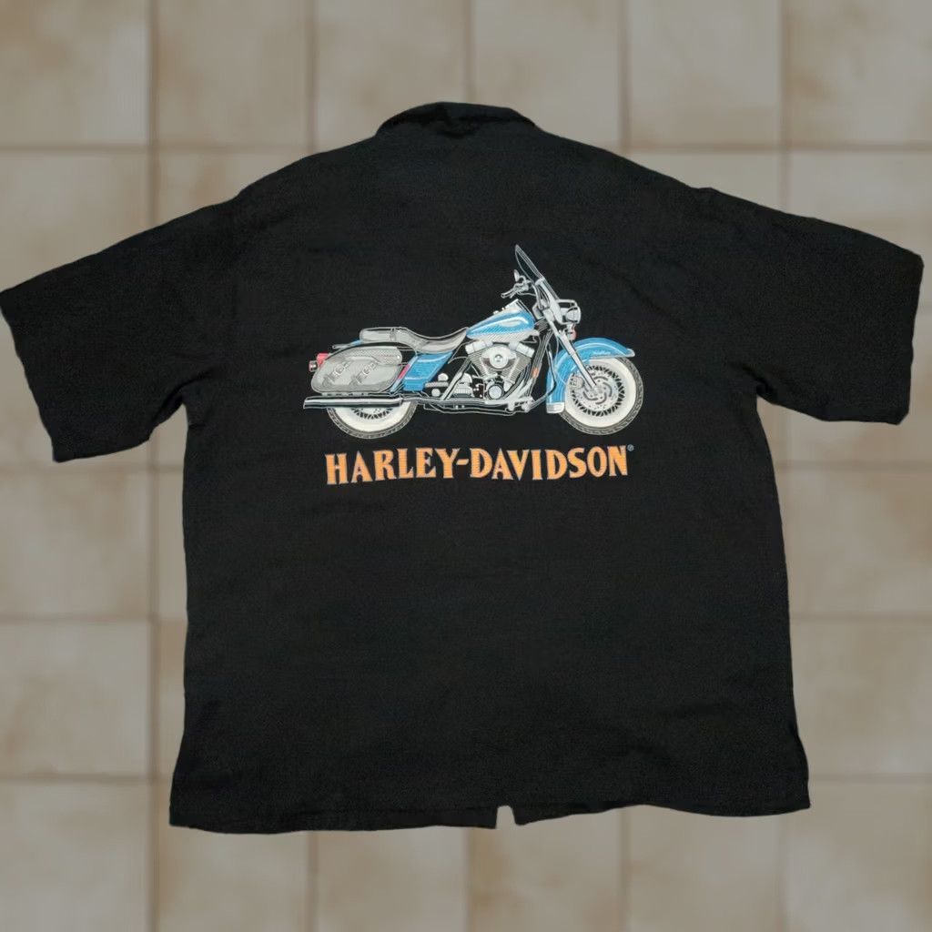 Harley Davidson Harley-Davidson Shirt Mens 2XL Black Short Sleeve Button-Up Silk Graphic - Harley-Davidson Shirt, Black, 2XL, Silk, Button-Up, Short Sleeve, Mens Size US XXL / EU 58 / 5 - 1 Thumbnail